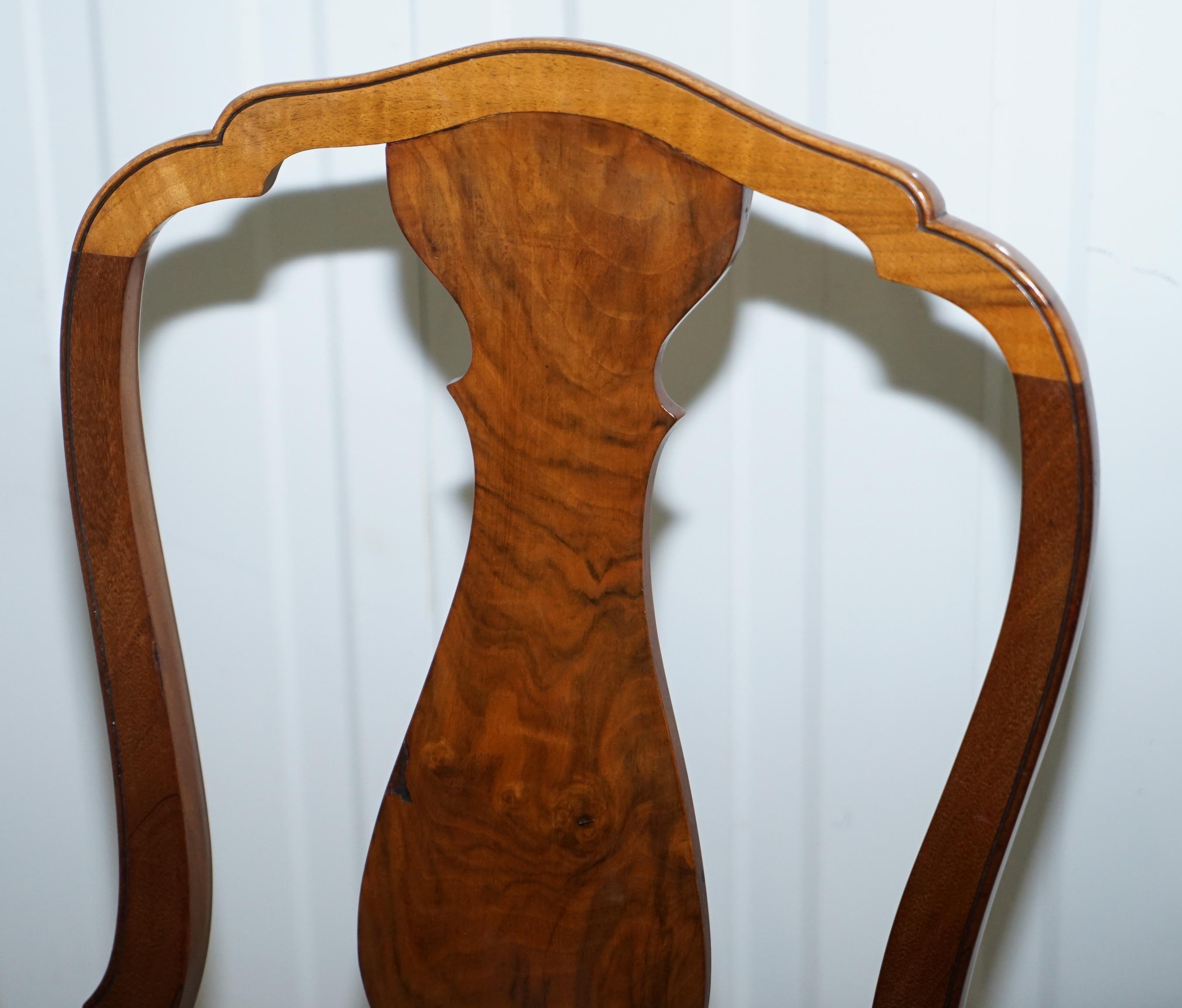 Four Solid Walnut Dining Chairs Claw & Ball Legs, circa 1940 Chippendale Style 4 11