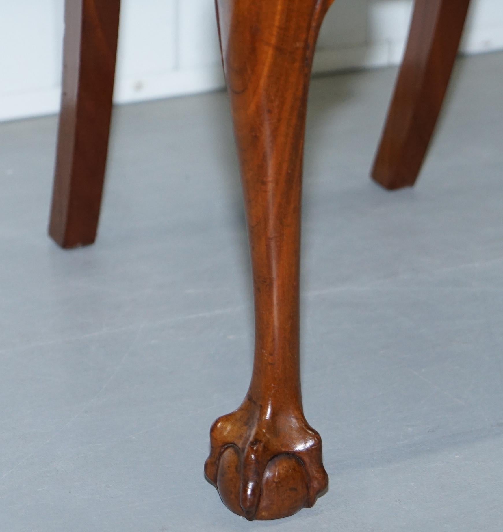 Four Solid Walnut Dining Chairs Claw & Ball Legs, circa 1940 Chippendale Style 4 13