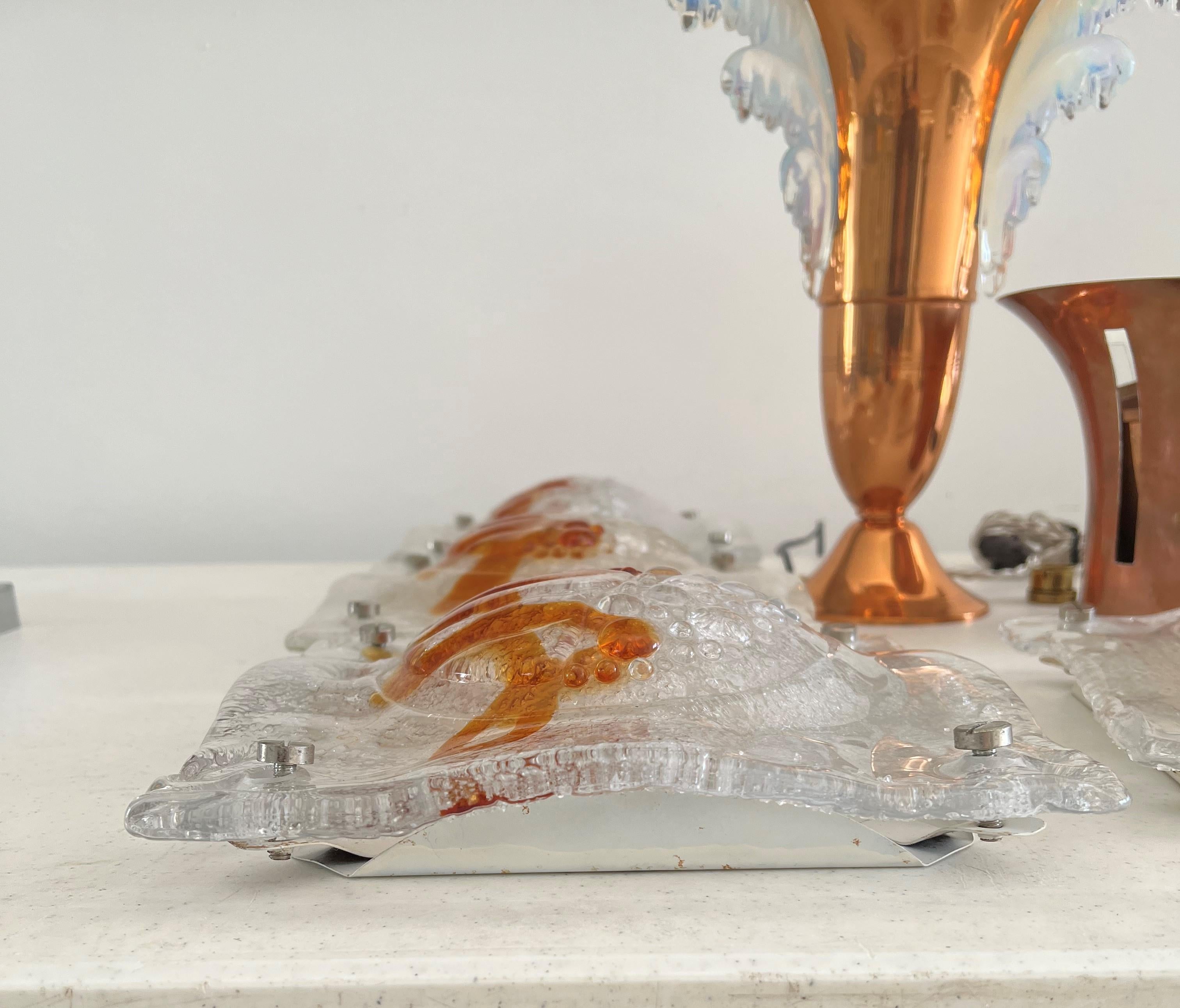Four Space Age Sconces in Murano Glass by Carlo Nason for Mazzega For Sale 2