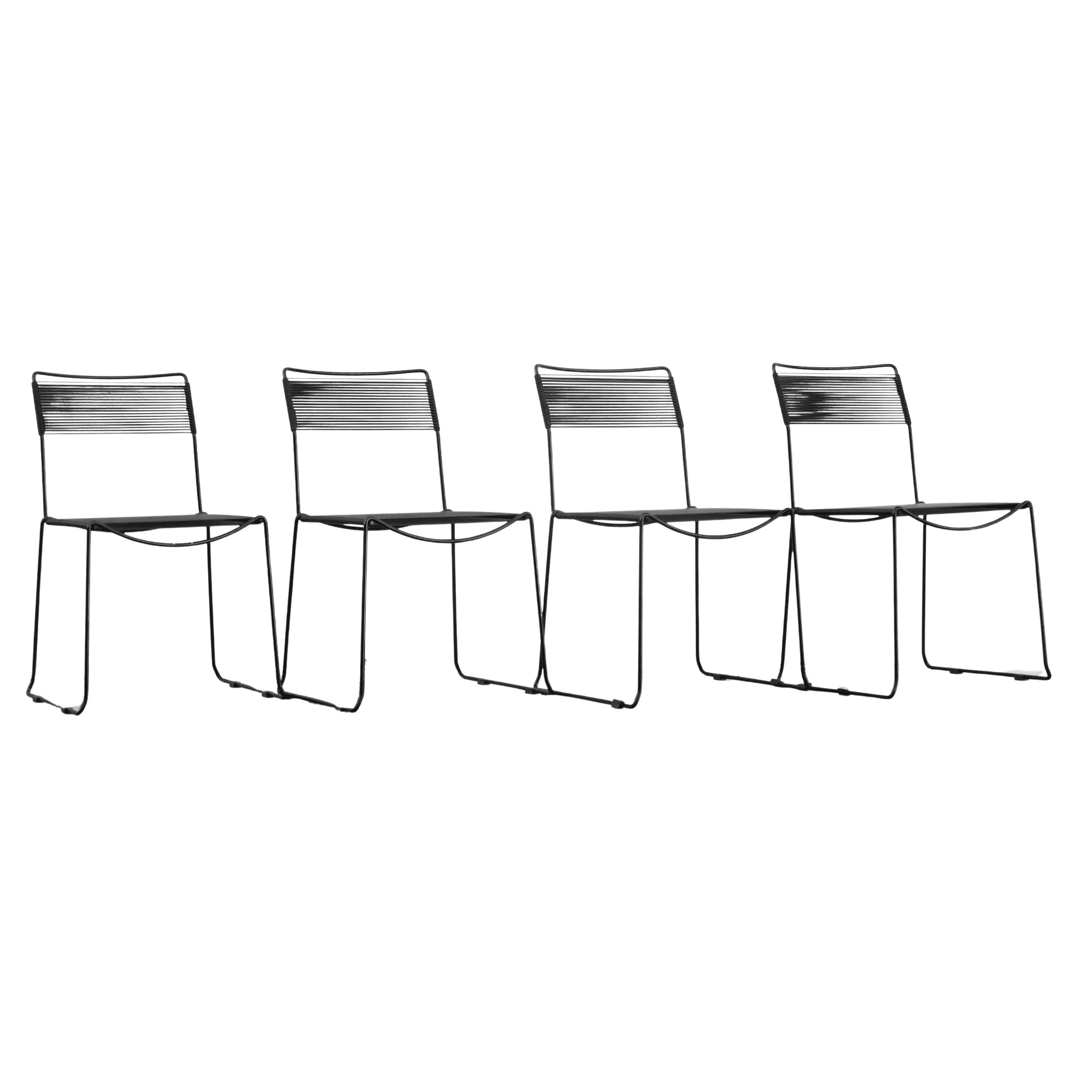 four "spaghetti" chairs by Sintesi Italy production in years '70 minimalism era