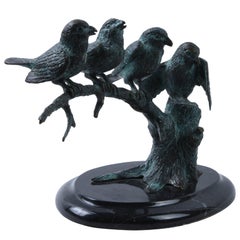 Four Sparrows on a Branch, Unknown Artist, circa 1930