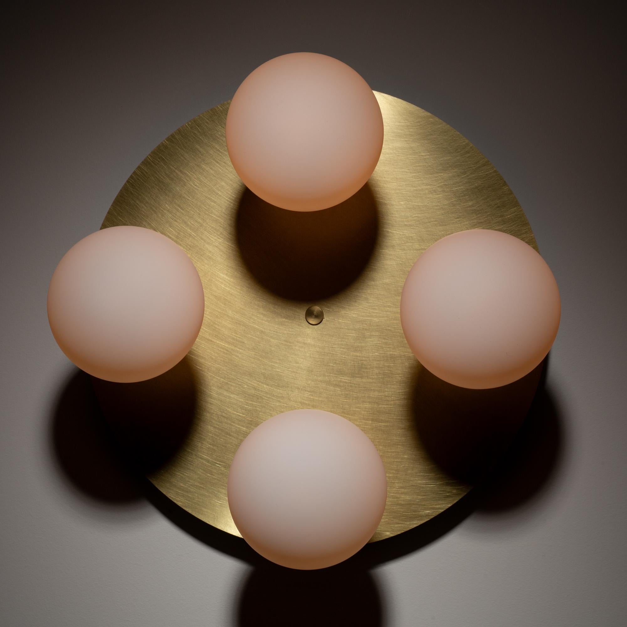 British Four Sphere Brushed Brass Ceiling Light For Sale