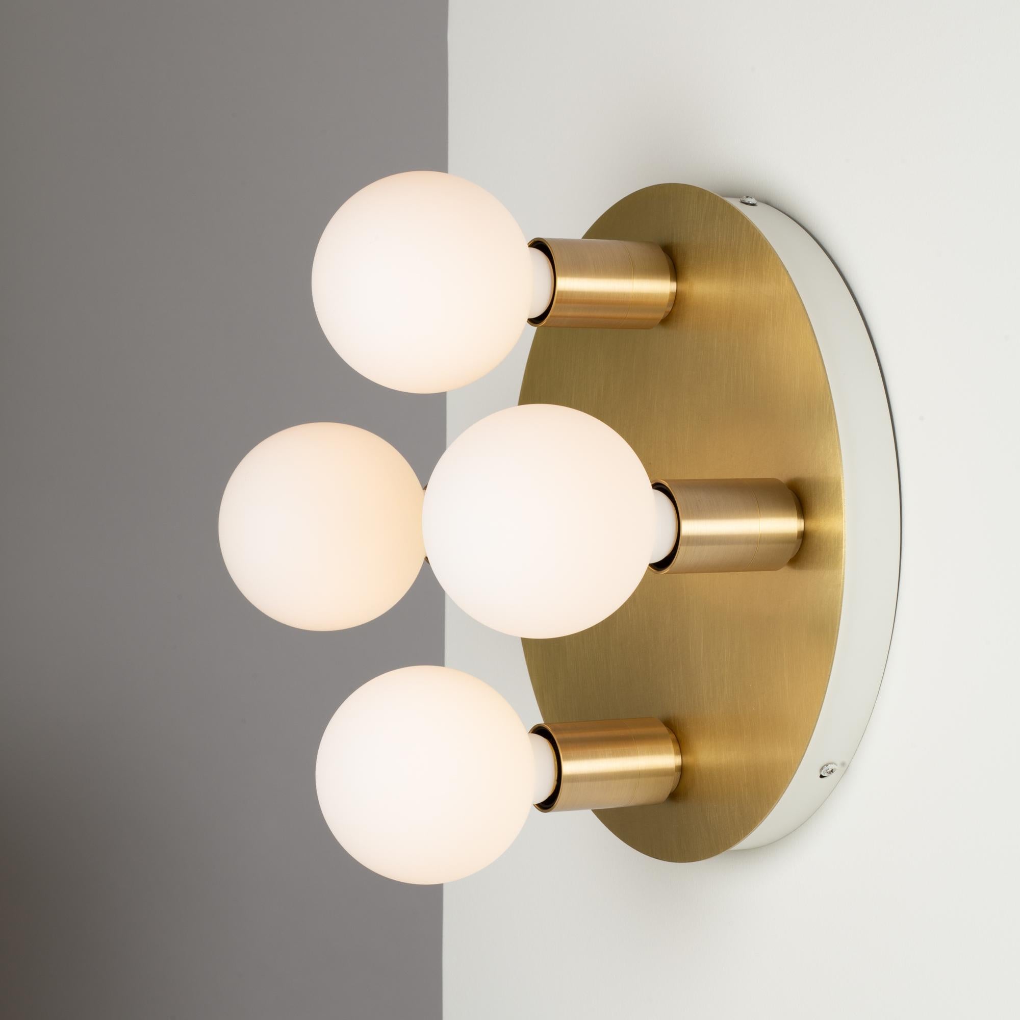 Modern Four Sphere Brushed Brass Wall Light For Sale