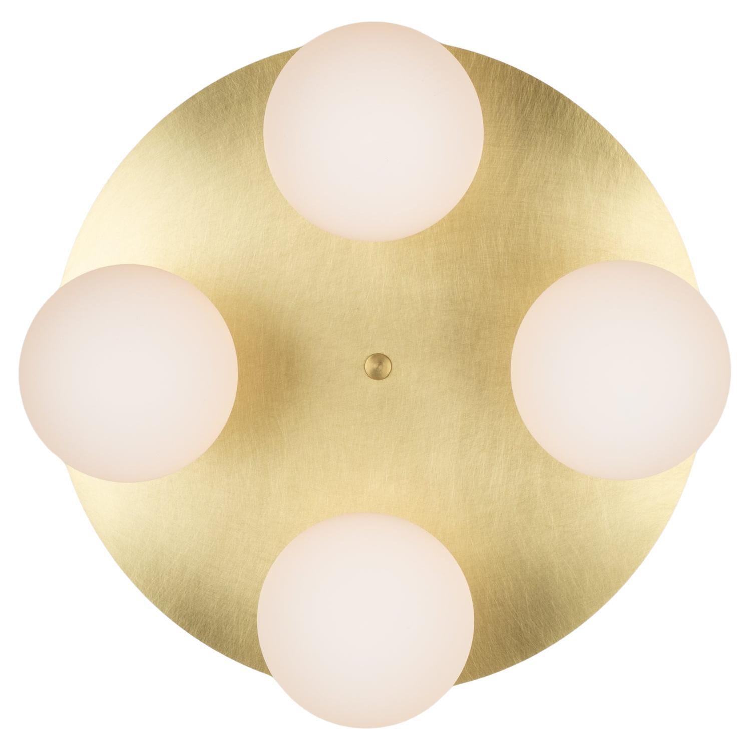 Four Sphere Brushed Brass Wall Light For Sale