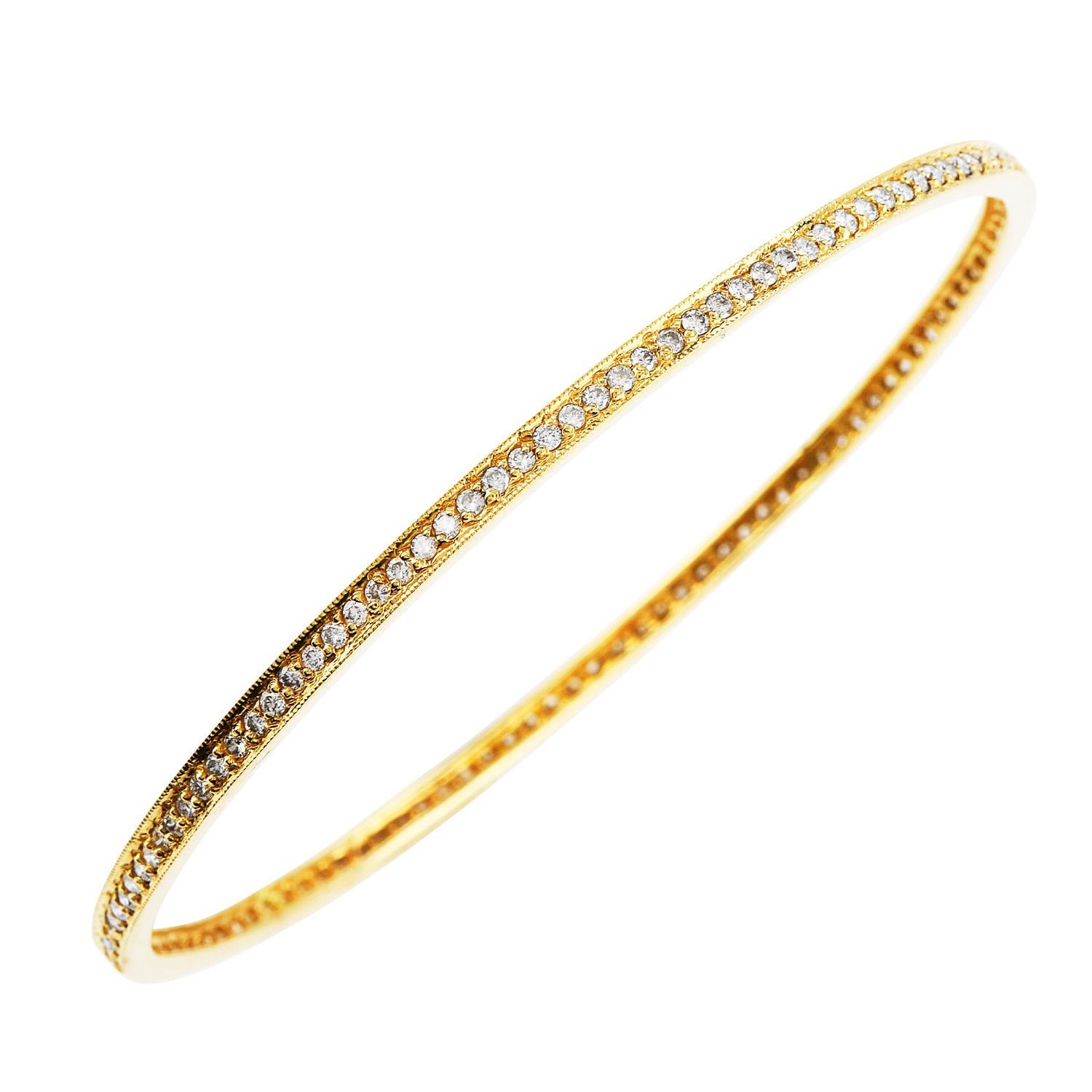 Four Stackable 5.60cts Diamond Gold Eternity Bangle Bracelet 3