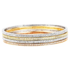 Four Stackable 5.60cts Diamond Gold Eternity Bangle Bracelet