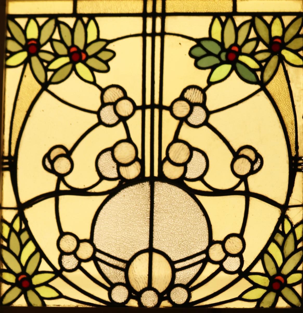Early 20th Century Curved Stainglass Window of a Sailing Ship For Sale