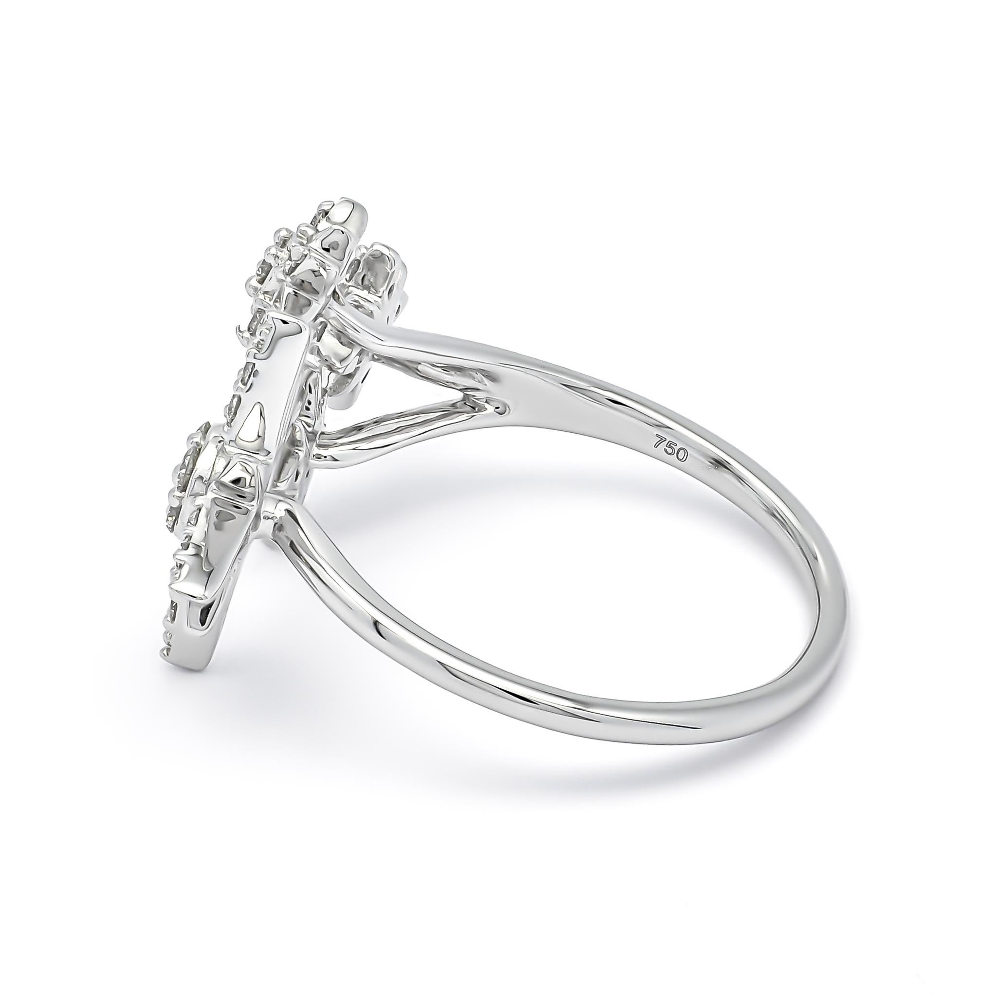 Im Angebot: 18KT Weißgold Natürliche Diamanten Vier Sterne Konstellation Moderner Mode-Ring () 2