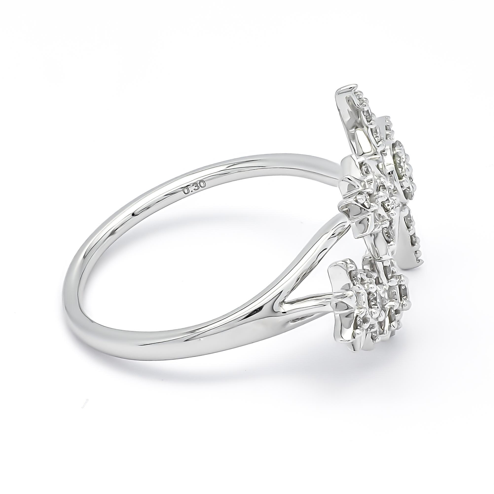Im Angebot: 18KT Weißgold Natürliche Diamanten Vier Sterne Konstellation Moderner Mode-Ring () 4