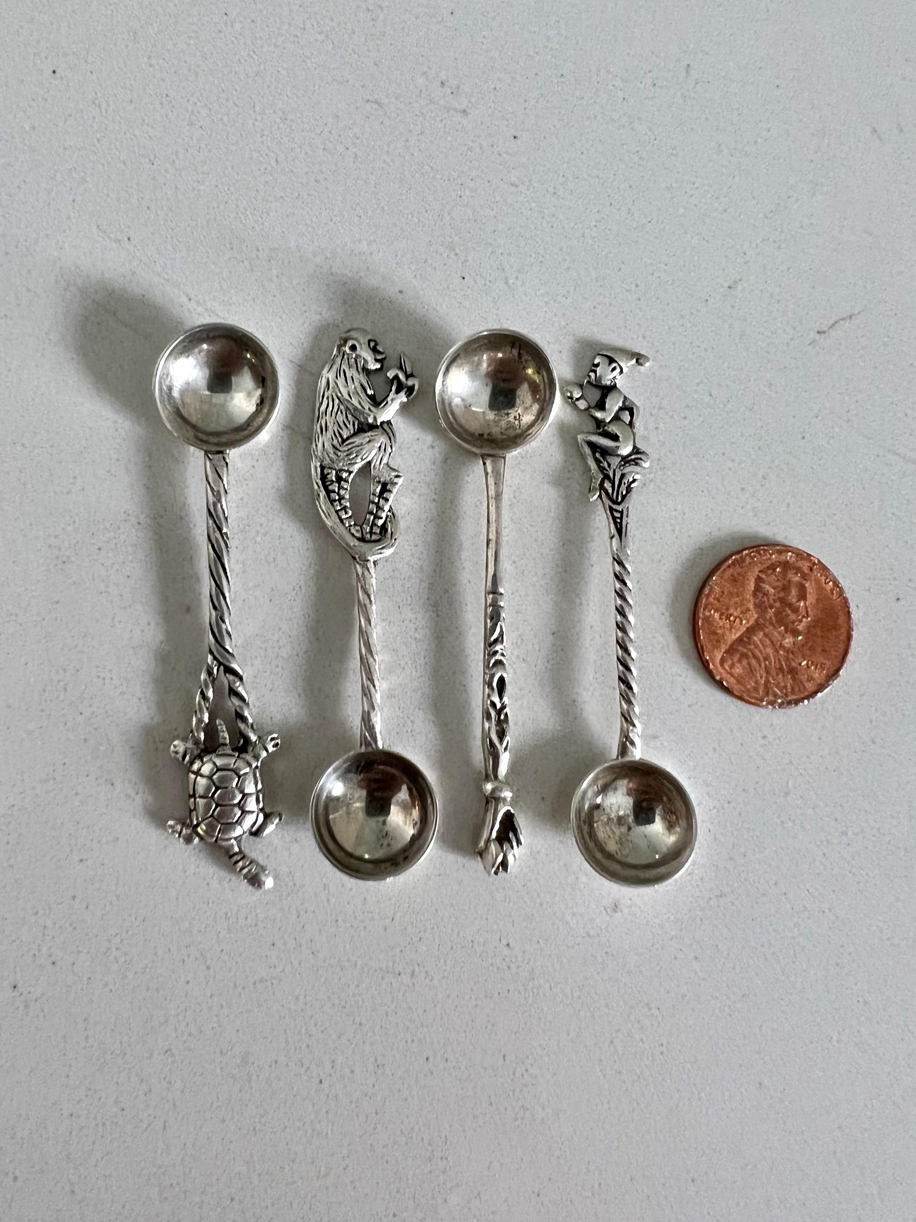 20th Century Four Sterling Silver Sugar or Salt Spoons