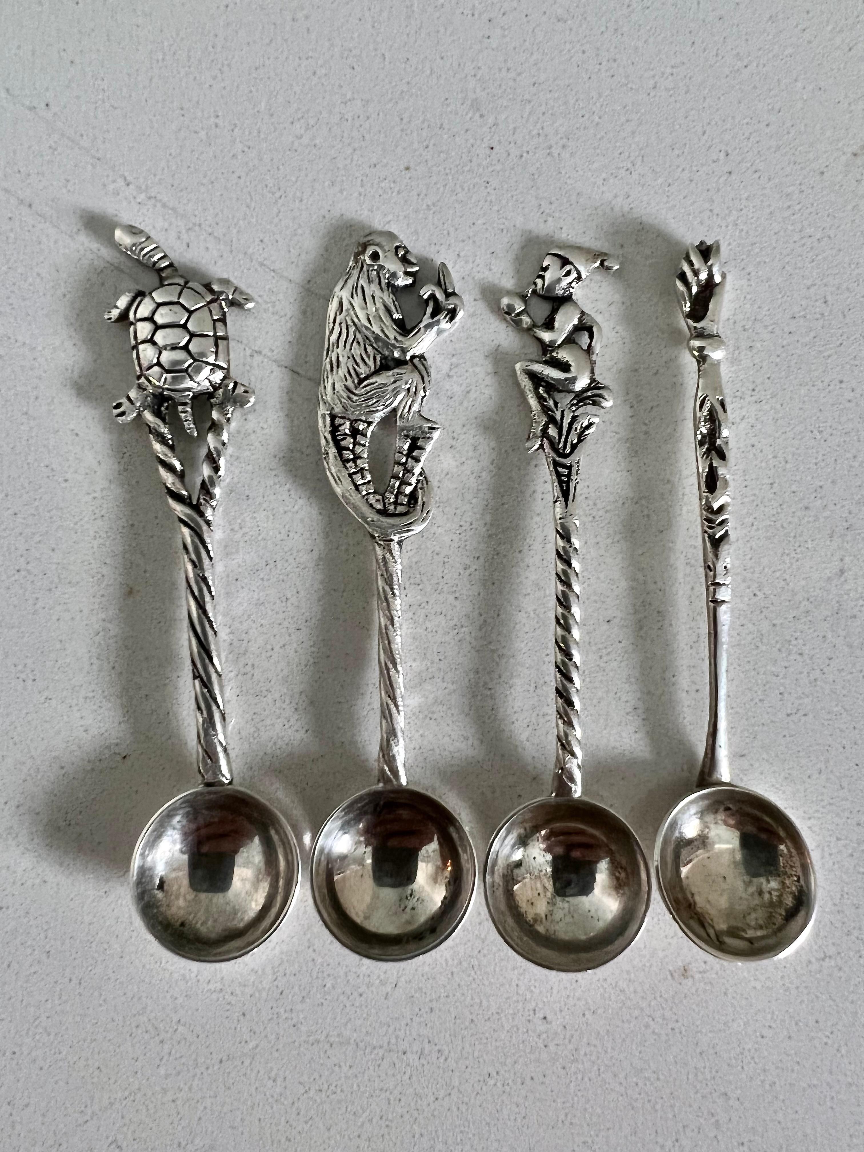 Four Sterling Silver Sugar or Salt Spoons 1