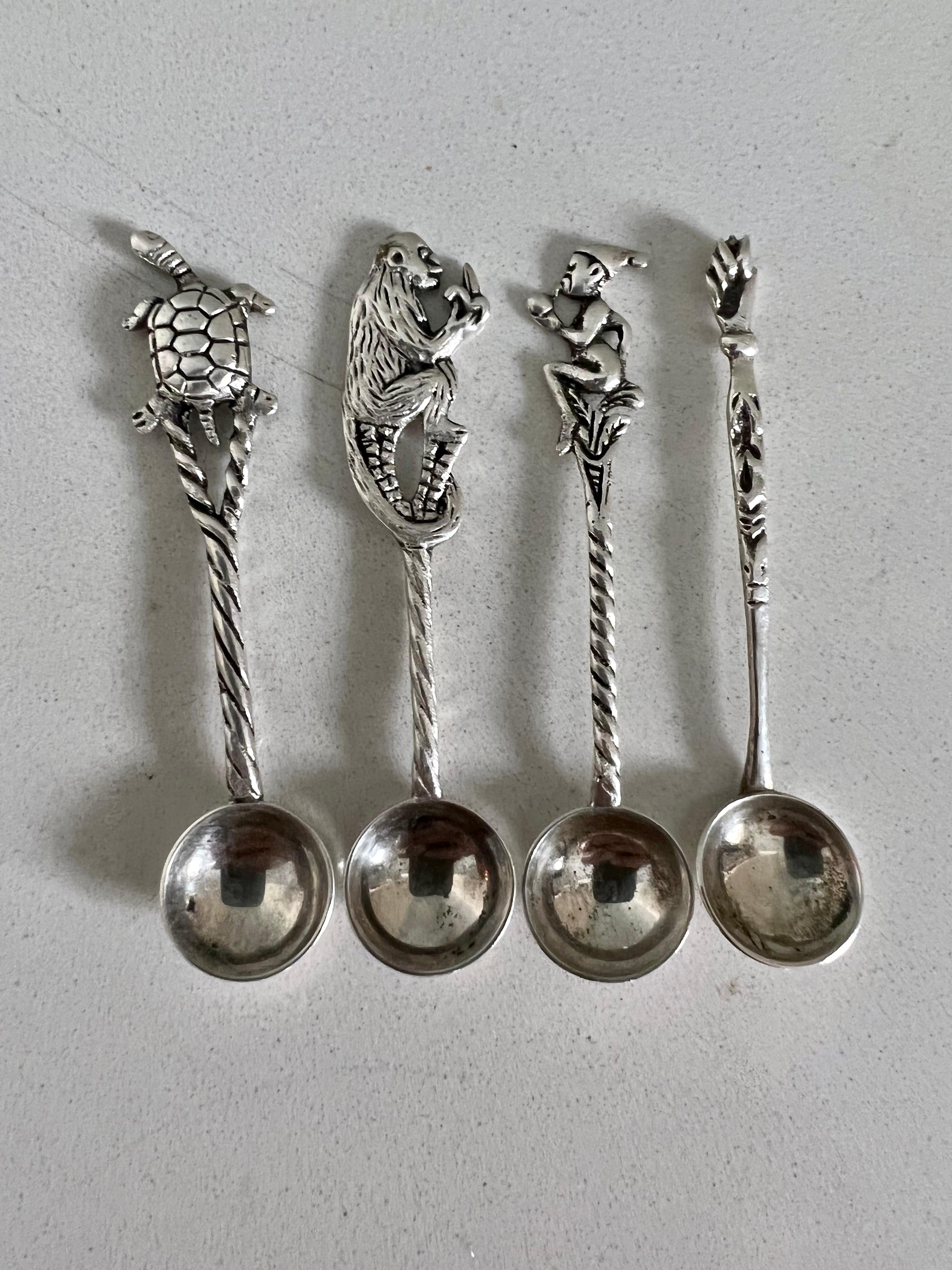Four Sterling Silver Sugar or Salt Spoons 3