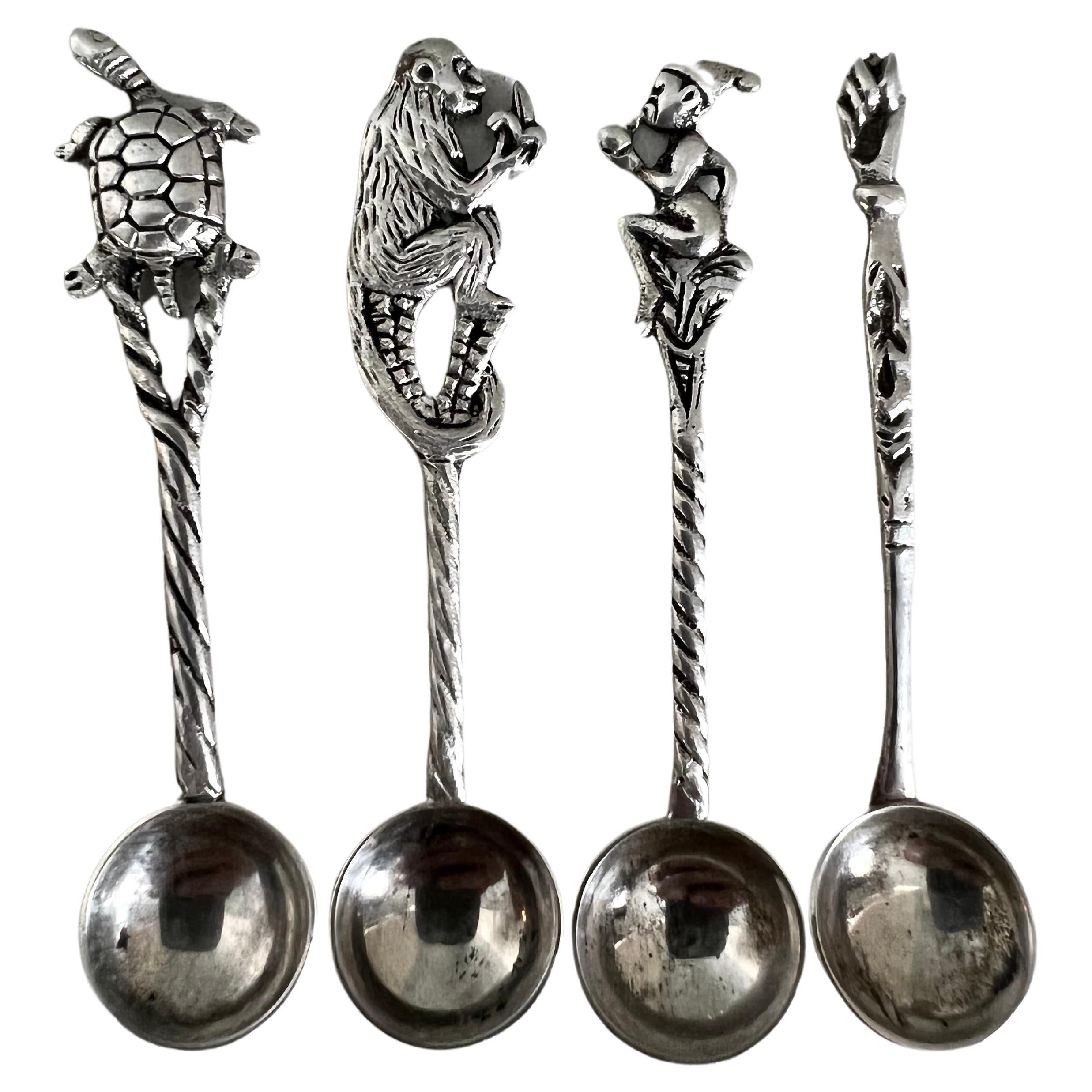 Four Sterling Silver Sugar or Salt Spoons