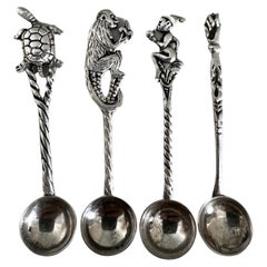 Four Sterling Silver Sugar or Salt Spoons