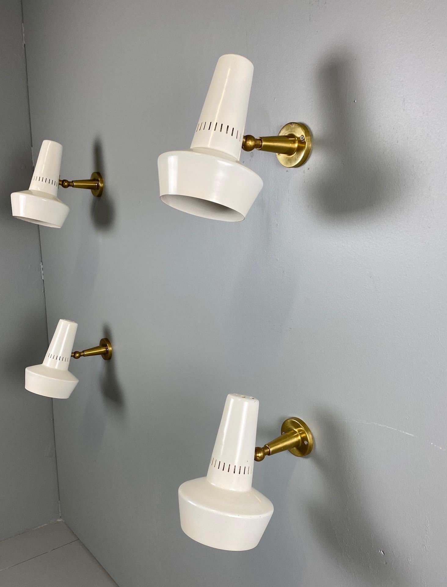 Four Stilnovo Brass Adjustable Wall Lamp, 1960s 1