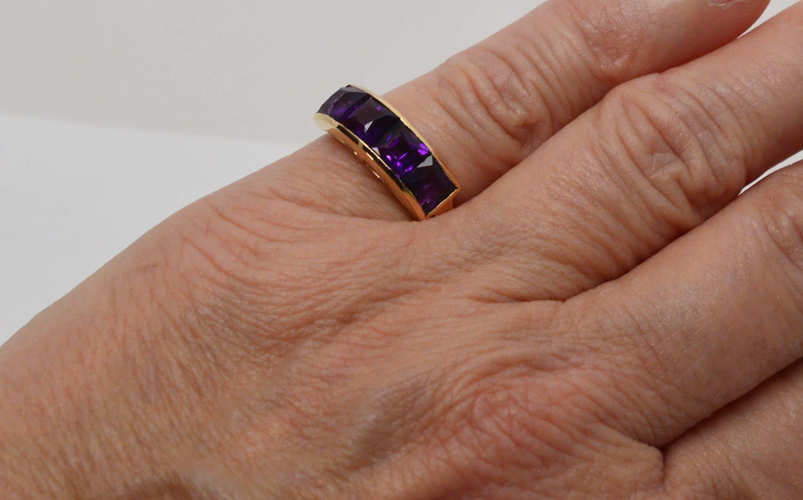 Four Stone Amethyst Yellow Gold Ring 1