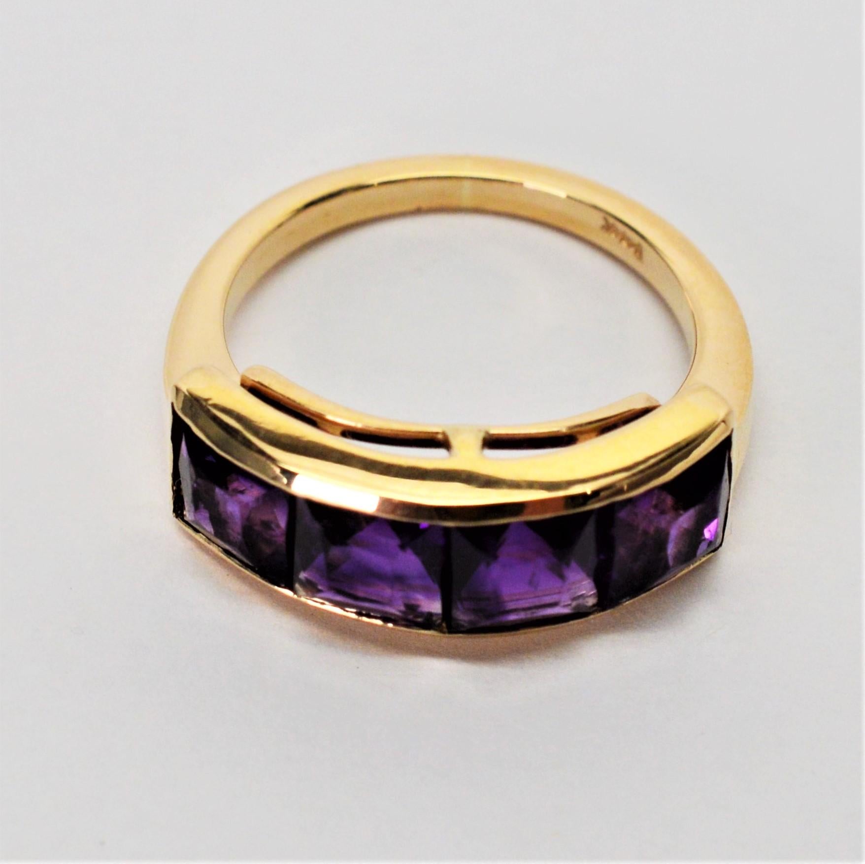 Four Stone Amethyst Yellow Gold Ring 2
