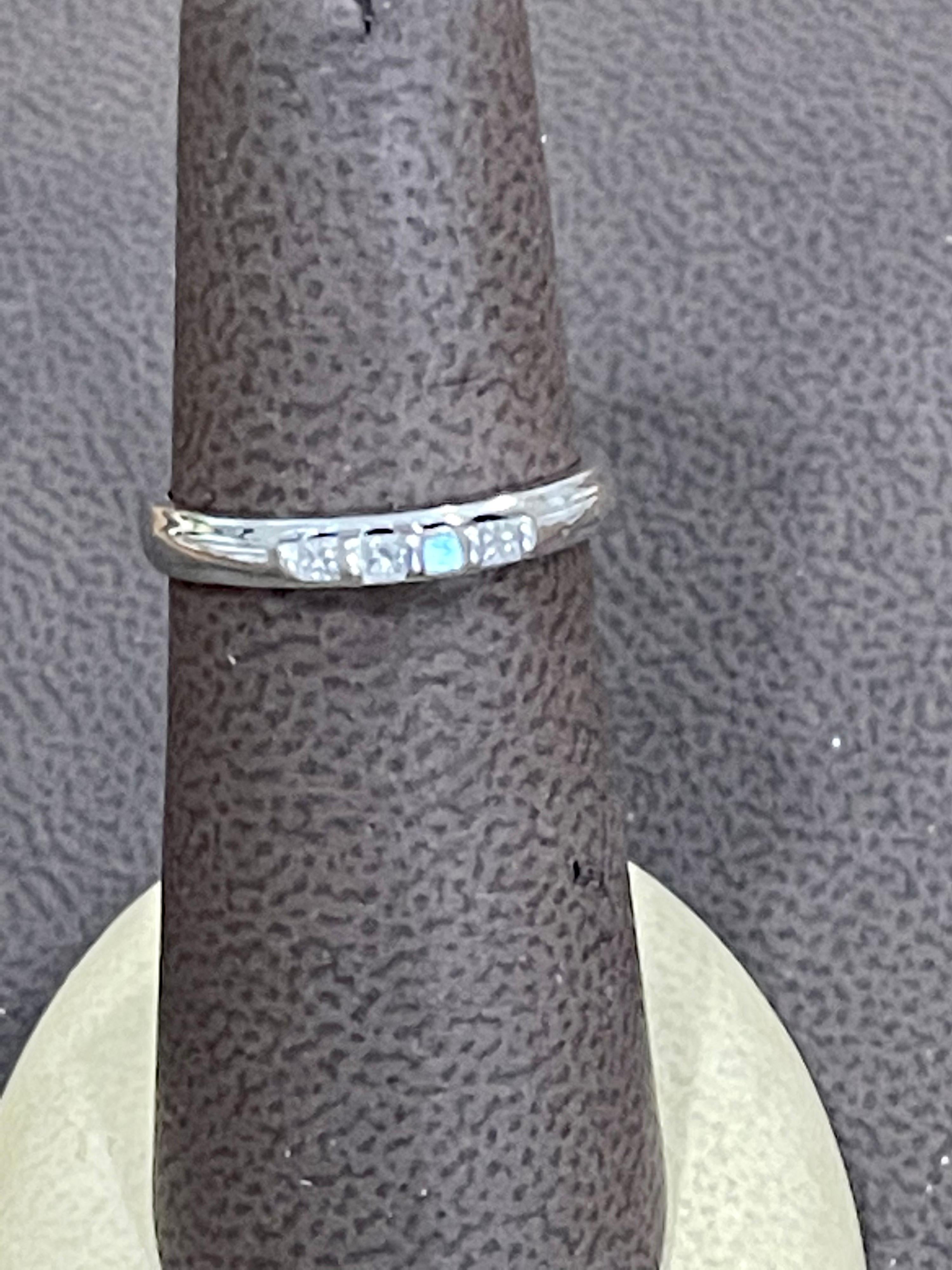 Four Stone Diamond 0.12 Carat Traditional Ring/Band 14 Karat White Gold In Excellent Condition For Sale In New York, NY