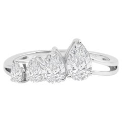 A Stone Graduated Pear Cut 1.15ct Diamond 18K White Gold Wedding Ring Gift
