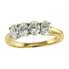 Four Stone Oval Diamond Gold Ring