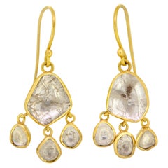 Four Stone Polki Diamonds Earrings Set in 18kt Gold