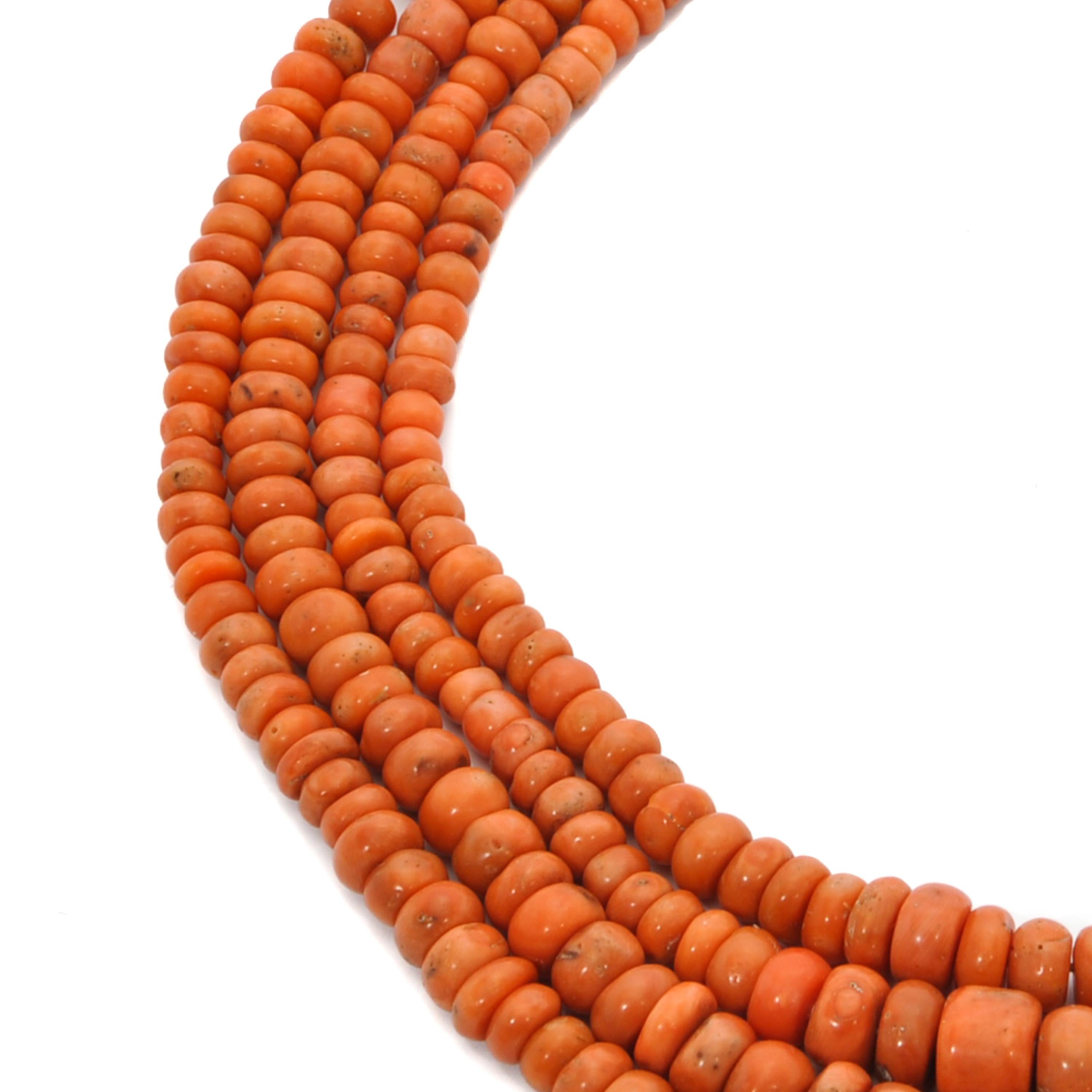 Women's or Men's Red Coral Beaded Necklace
