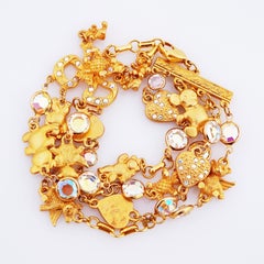 Vierstrangiges Teddybär-Charm-Armband von Kirks Folly, 1980er Jahre