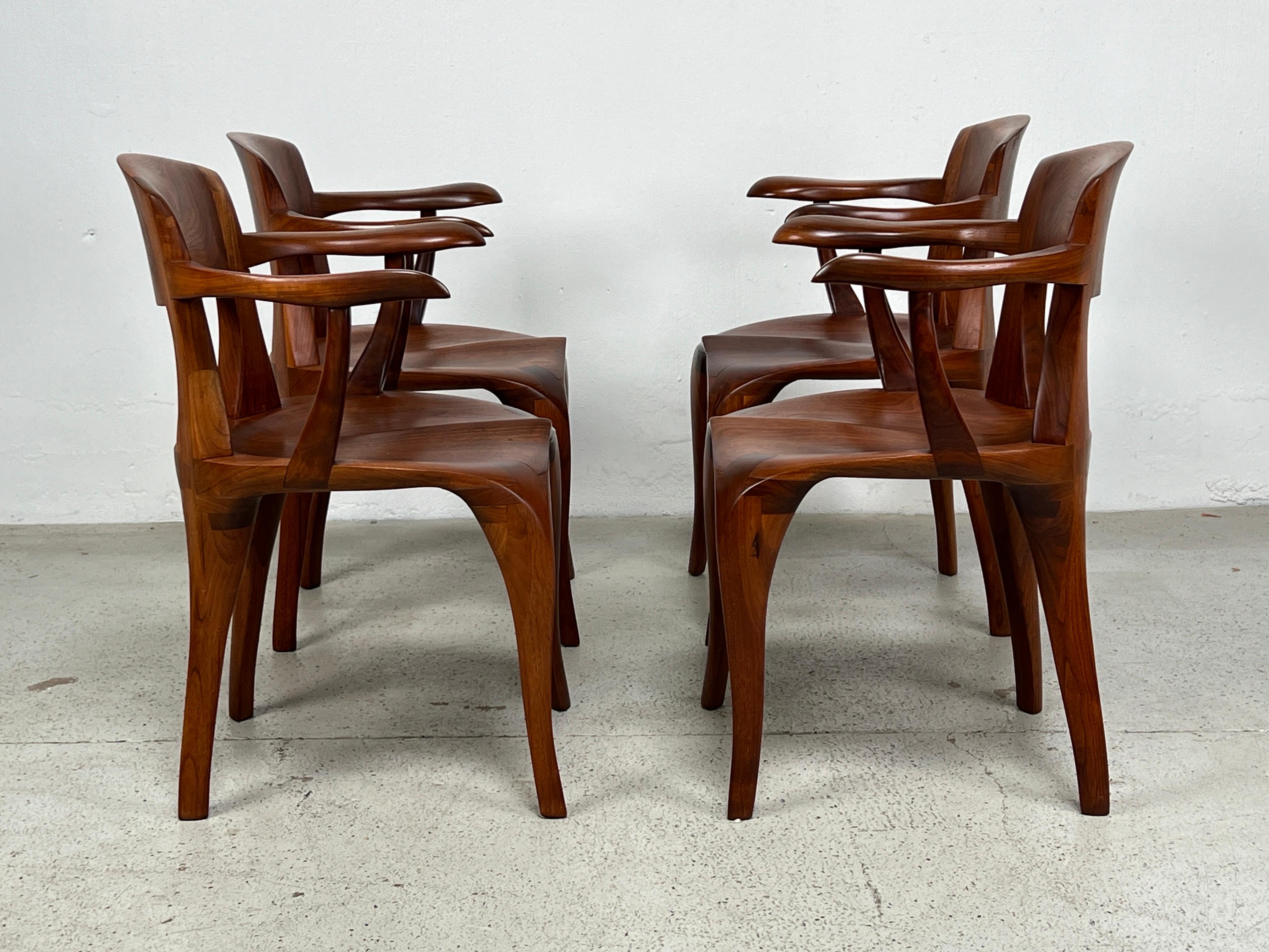 Walnut Four Studio Craft Chairs by Victor DiNovi  For Sale