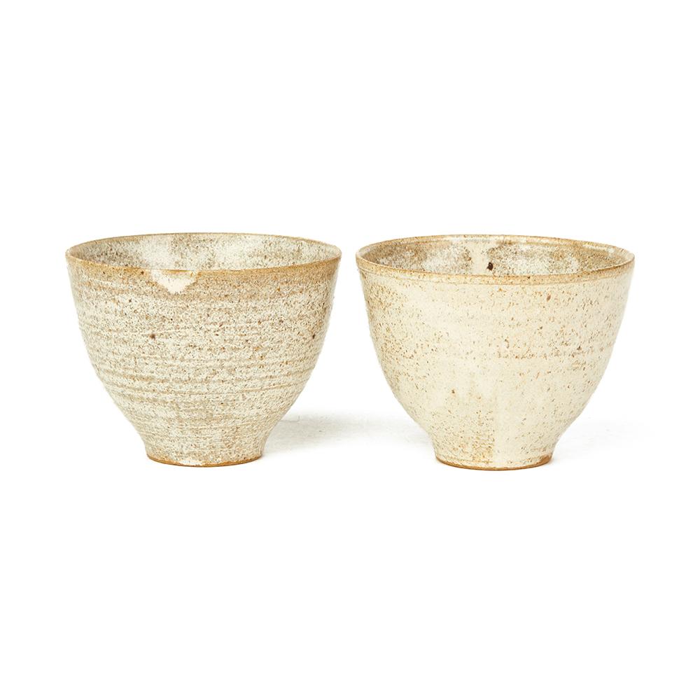 Unknown Four Studio Pottery Oatmeal Glazed Bowls, 20th Century