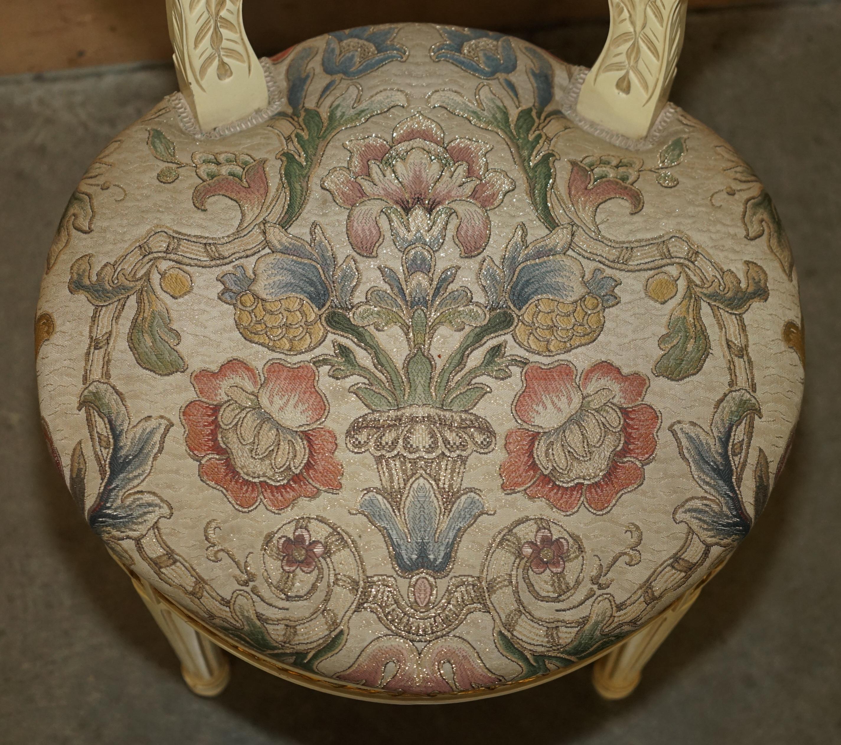 20th Century FOUR STUNNING ANTIQUE GOLD & SILVER LEAF EMBROIDERED FRENCH LOUIS DINING CHAIRs For Sale