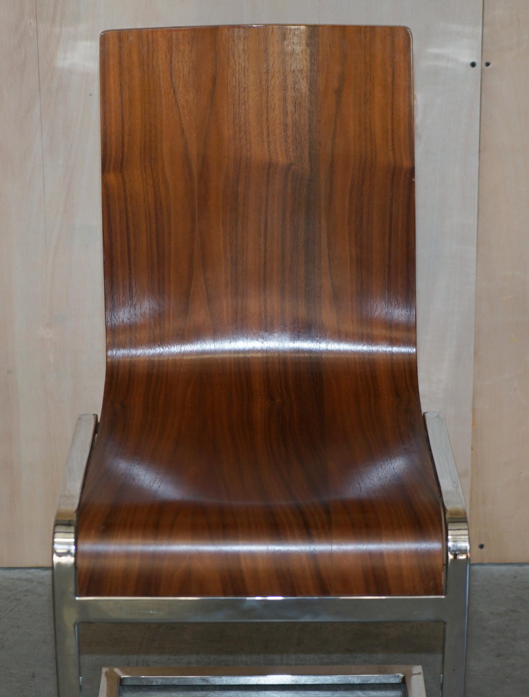 Four Stunning Contemporary Bent Plywood & Polished Chrome Framed Dining Chairs 4 6