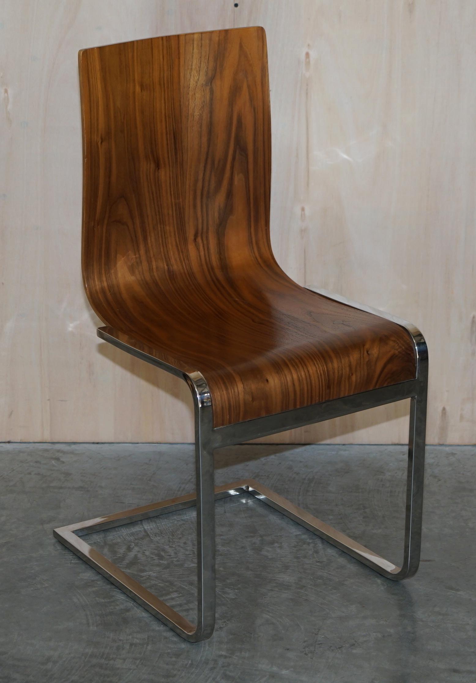 Four Stunning Contemporary Bent Plywood & Polished Chrome Framed Dining Chairs 4 9