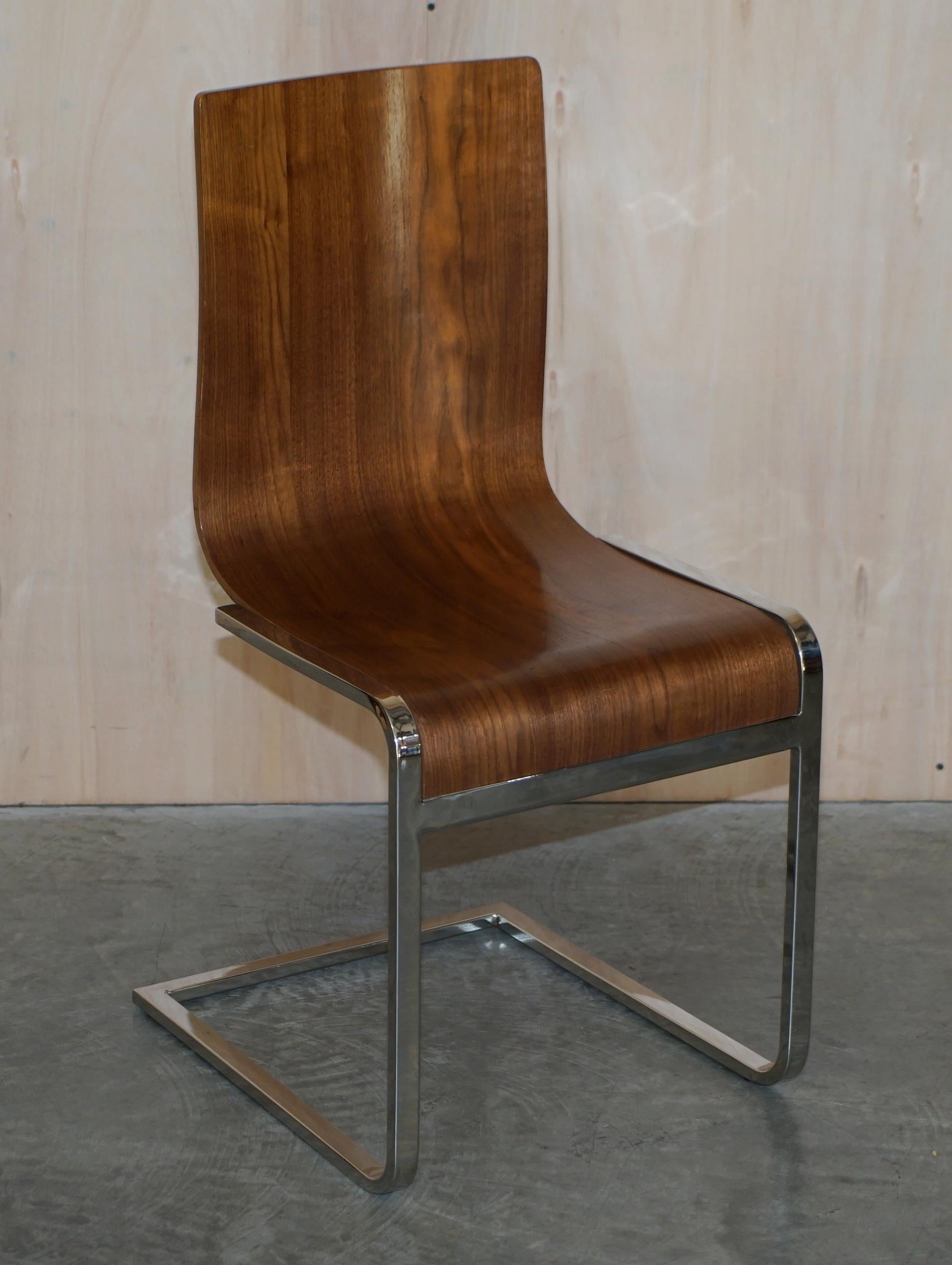 Four Stunning Contemporary Bent Plywood & Polished Chrome Framed Dining Chairs 4 11