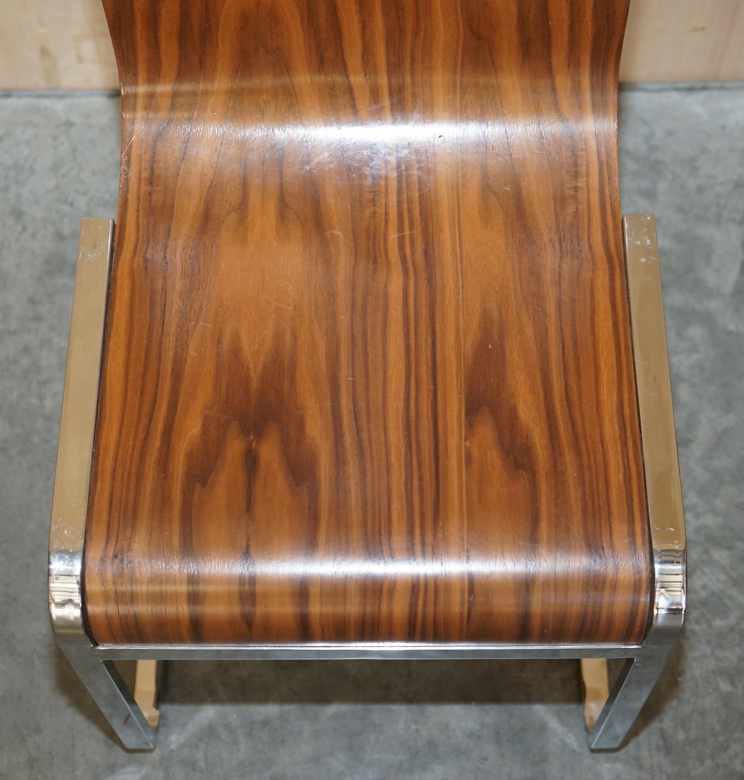 English Four Stunning Contemporary Bent Plywood & Polished Chrome Framed Dining Chairs 4