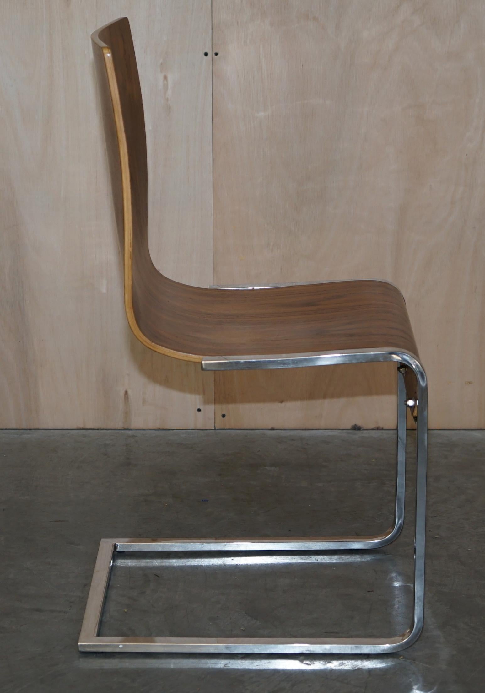Four Stunning Contemporary Bent Plywood & Polished Chrome Framed Dining Chairs 4 In Good Condition In West Sussex, Pulborough