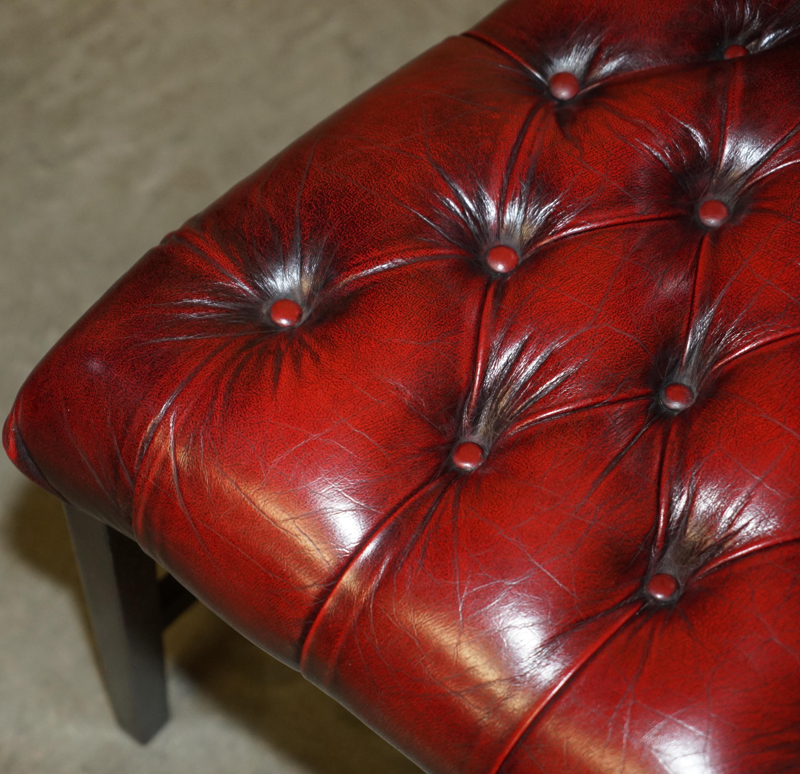 Leather FOUR STUNNING VINTAGE OXBLOOD LEATHER HiGH BACK CHESTERFIELD DINING CHAIRS For Sale