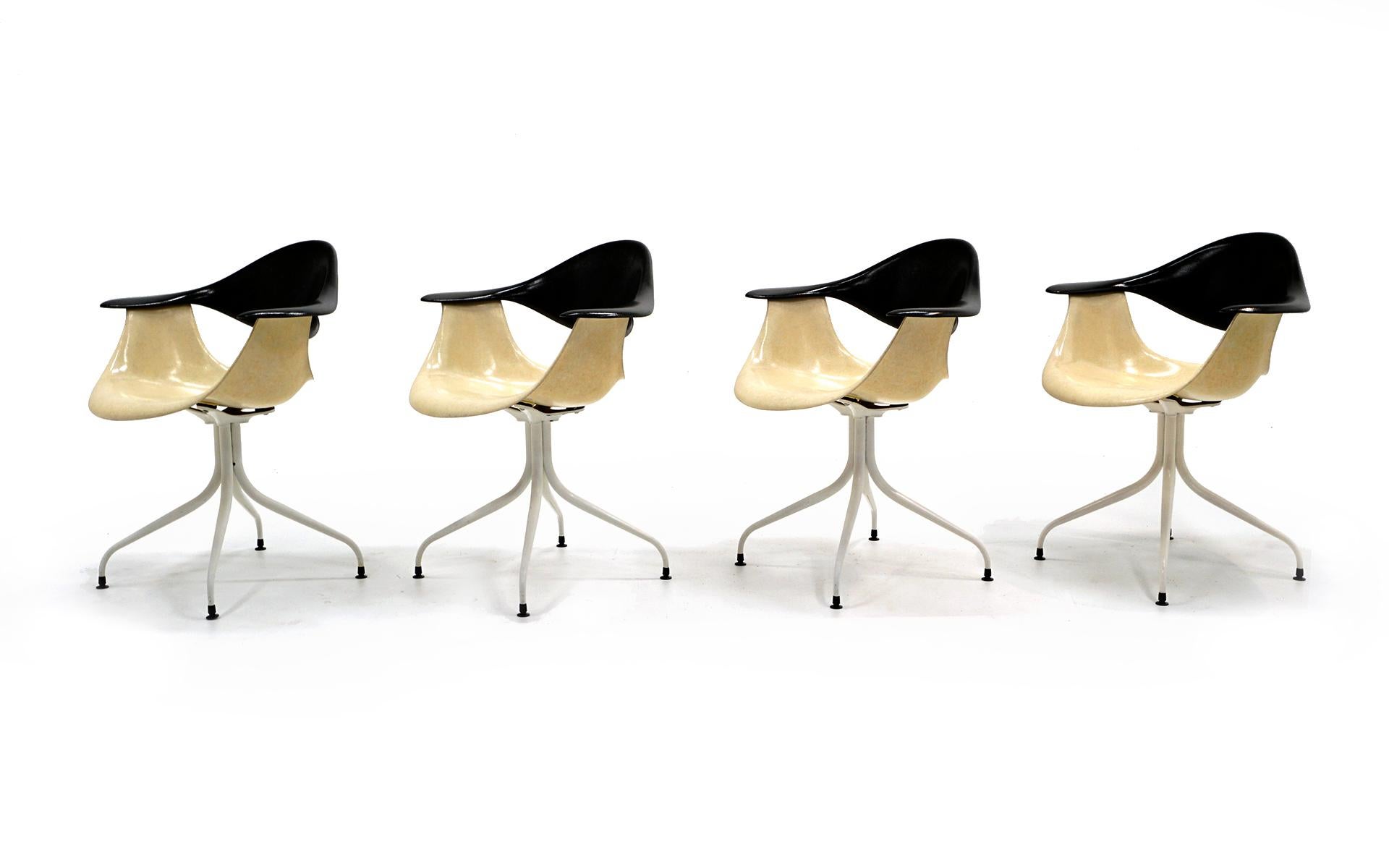 Fine and rare set of four George Nelson & Associates Model DAF chairs commonly referred to as 