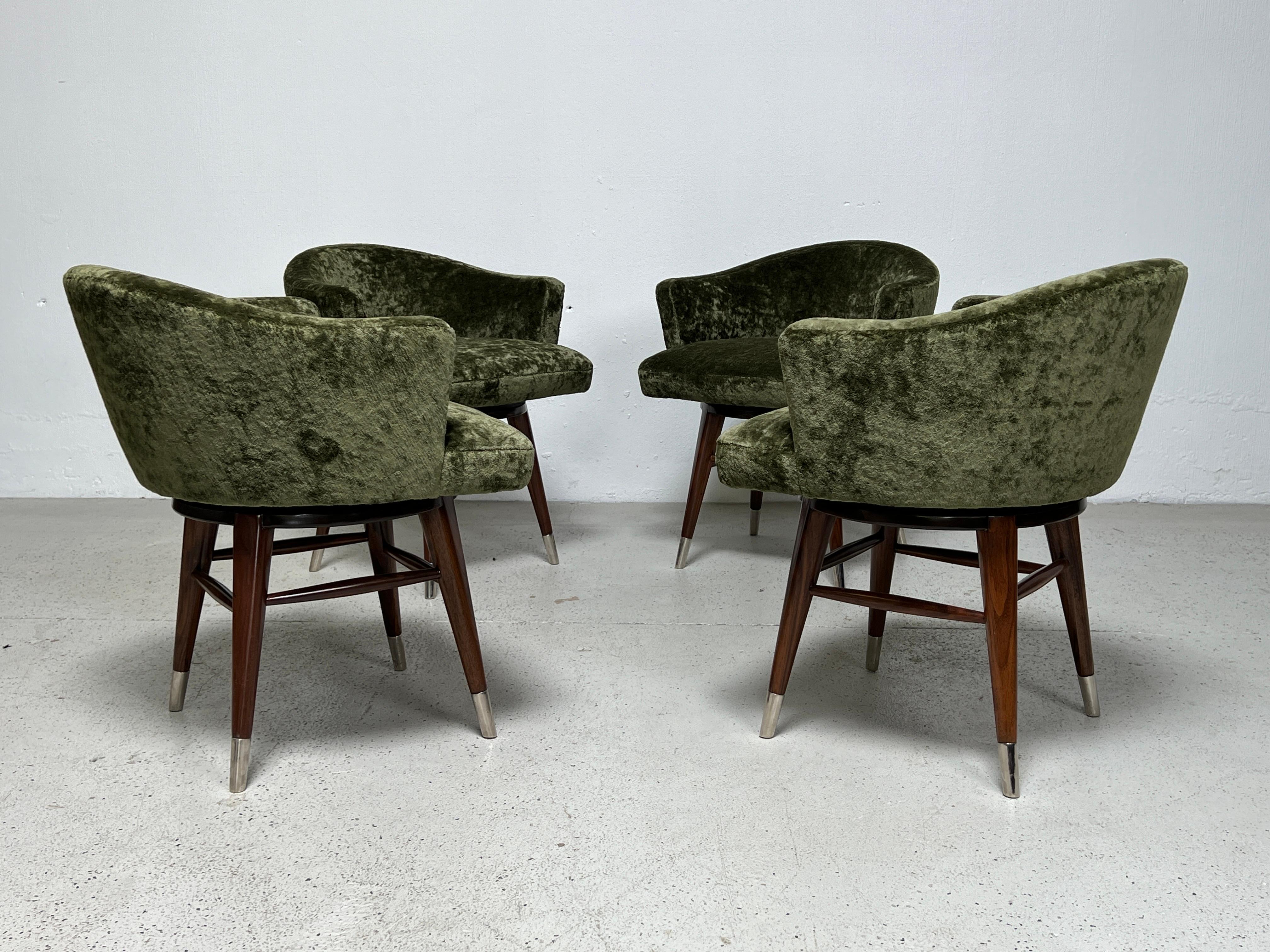 Mid-20th Century Four Swivel Stools / Chairs by Edward Wormley for Dunbar For Sale