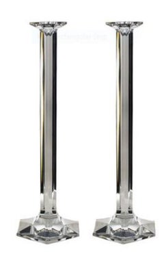 Four Tall French Crystal Hexagonal Cut Candlesticks by Baccarat