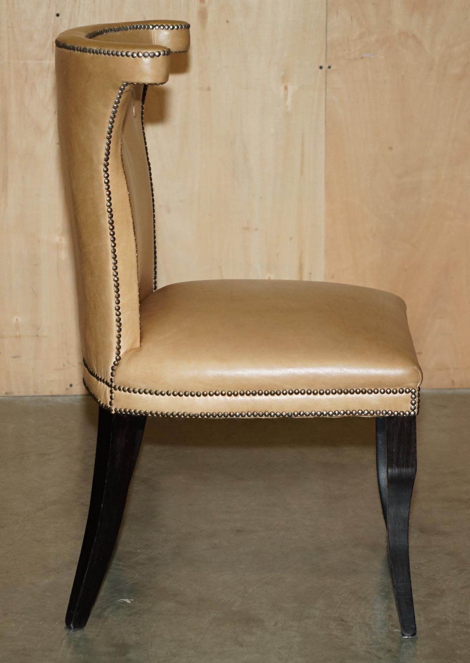 VIER BRAUNES LEINER FLORALES STUDIERENDE REGENCY CHESTERFIELD DINING STUHLSESSEL im Angebot 3