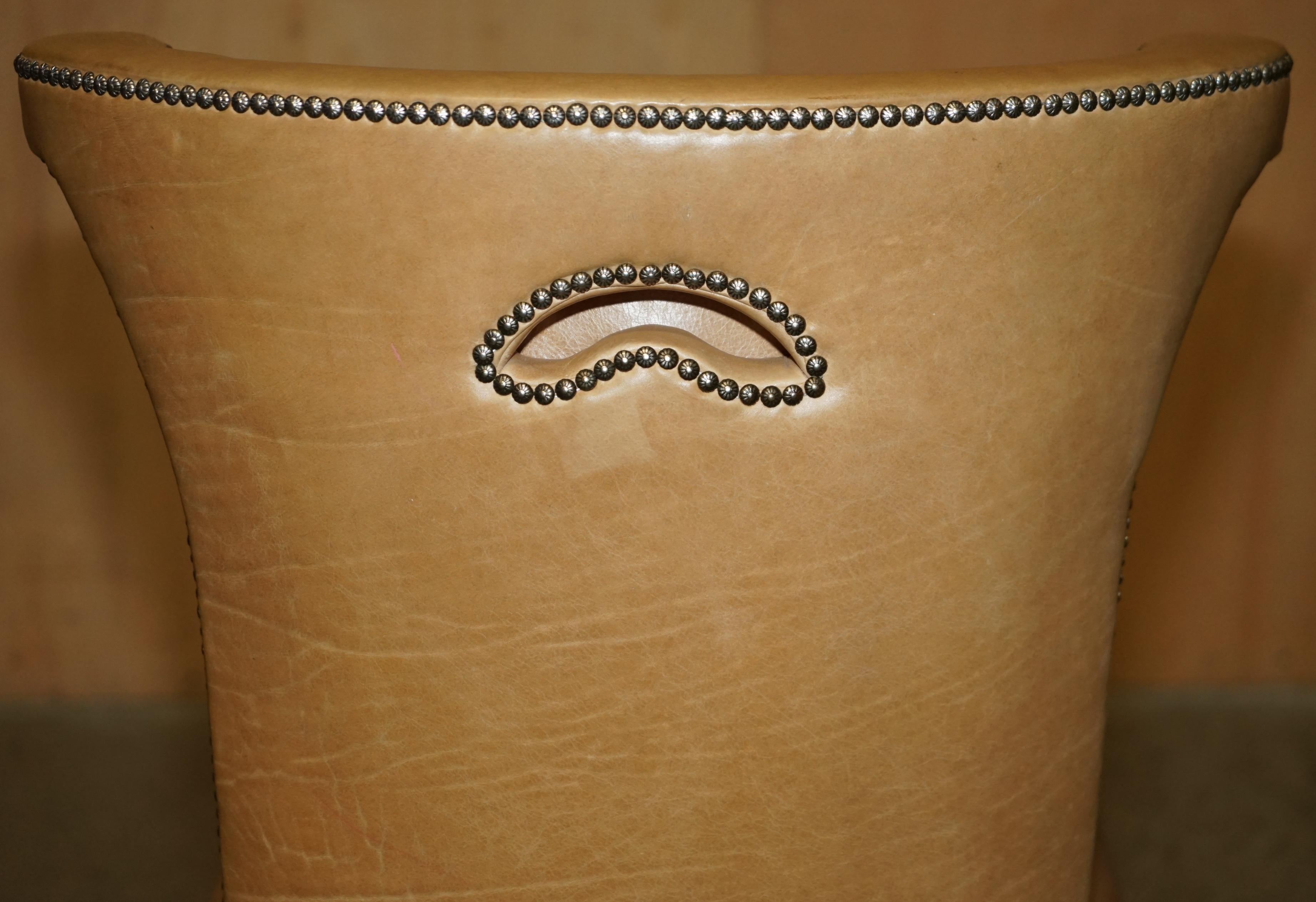 VIER BRAUNES LEINER FLORALES STUDIERENDE REGENCY CHESTERFIELD DINING STUHLSESSEL im Angebot 5