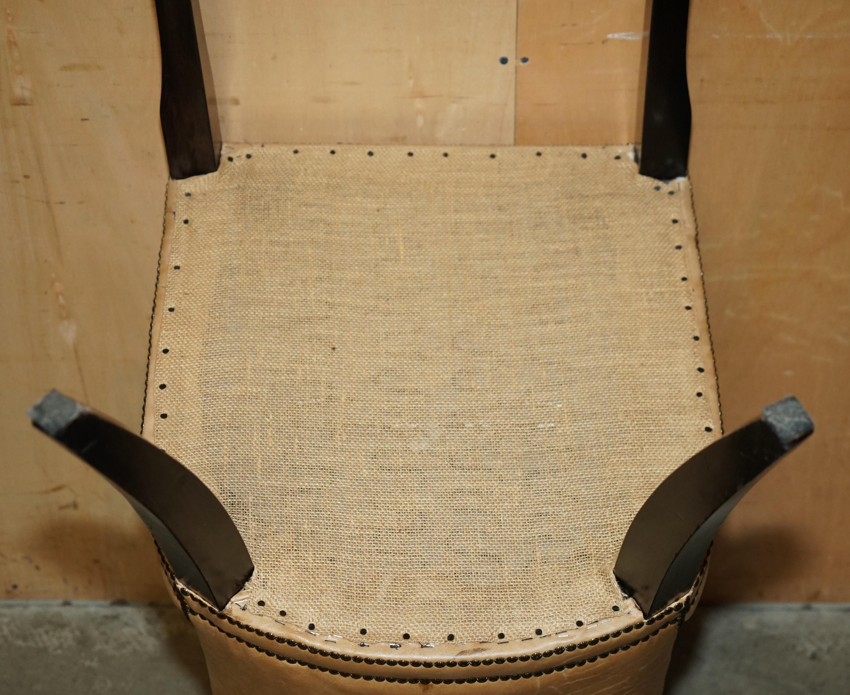 VIER BRAUNES LEINER FLORALES STUDIERENDE REGENCY CHESTERFIELD DINING STUHLSESSEL im Angebot 6