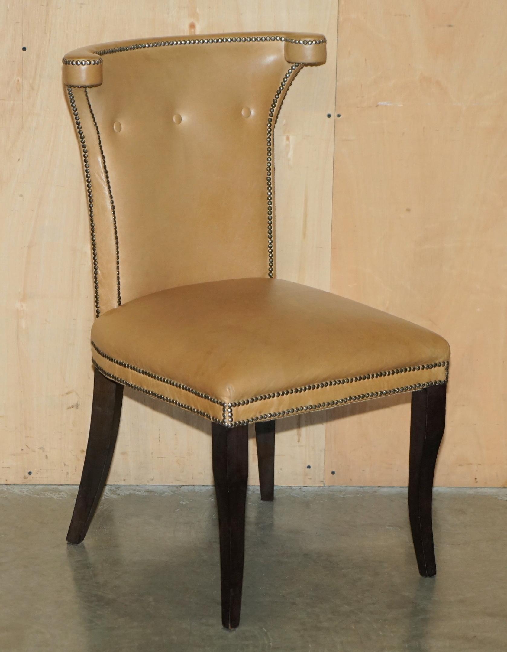 VIER BRAUNES LEINER FLORALES STUDIERENDE REGENCY CHESTERFIELD DINING STUHLSESSEL im Angebot 8