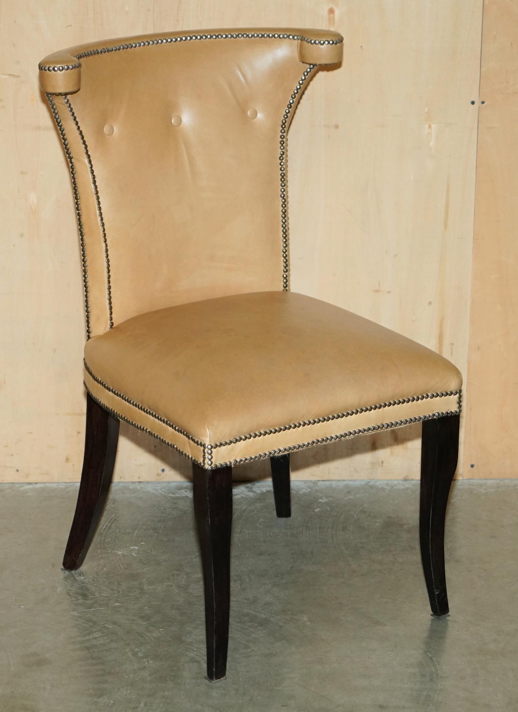 VIER BRAUNES LEINER FLORALES STUDIERENDE REGENCY CHESTERFIELD DINING STUHLSESSEL im Angebot 10