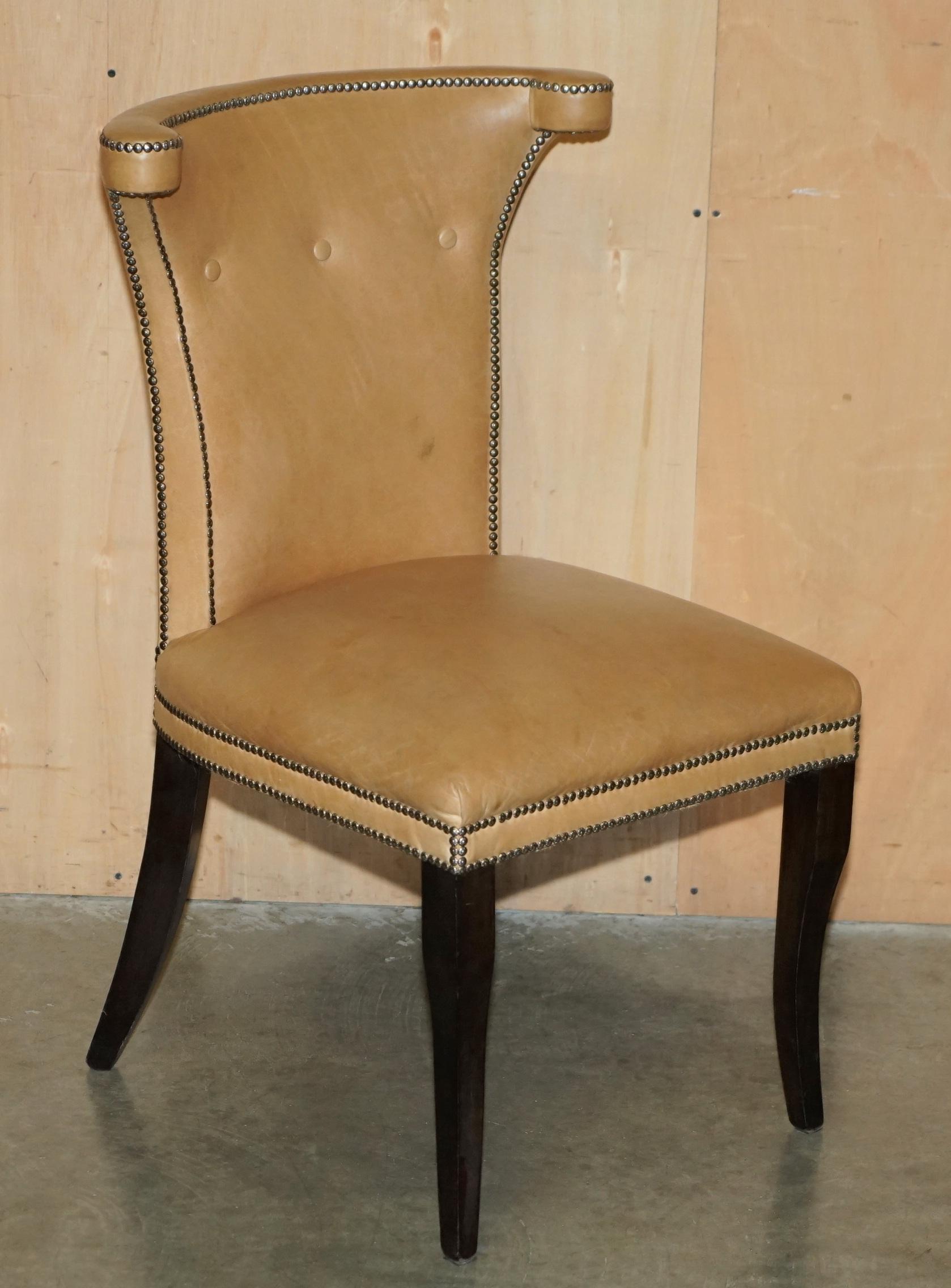 VIER BRAUNES LEINER FLORALES STUDIERENDE REGENCY CHESTERFIELD DINING STUHLSESSEL im Angebot 12