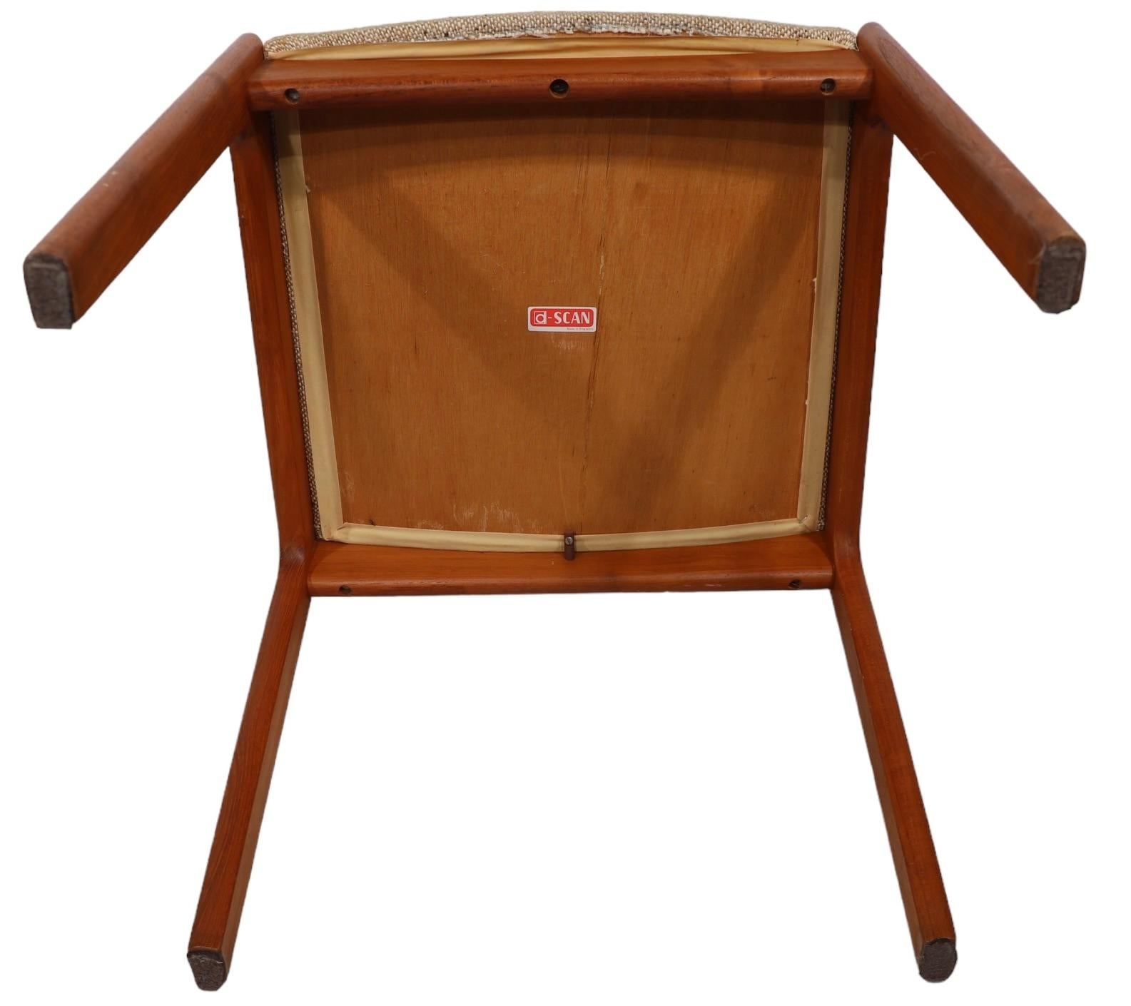 Four Teak  Danish Style Mid Century Dining Chairs by D Scan c 1950/1960's  For Sale 4