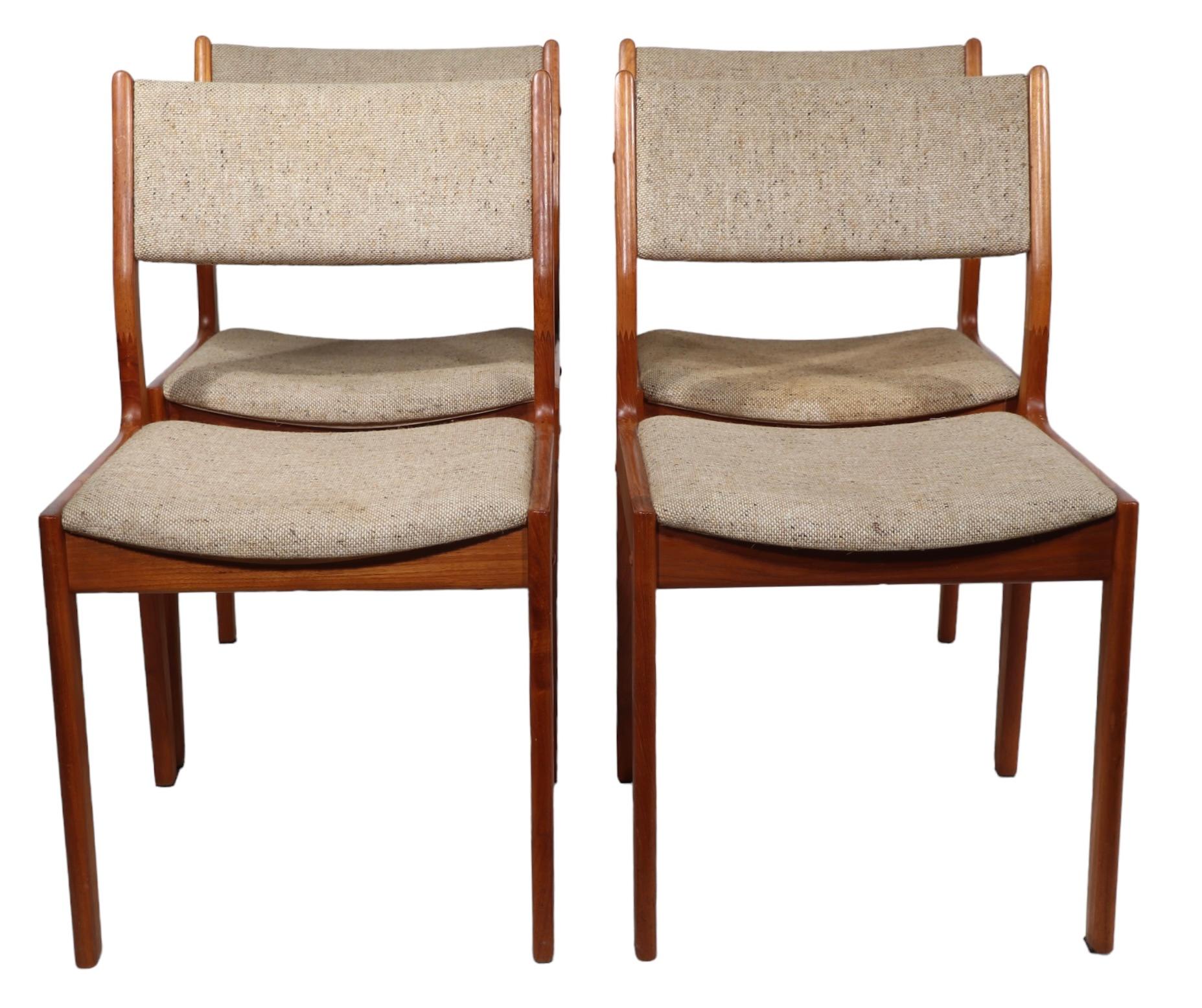 Scandinavian Modern Four Teak  Danish Style Mid Century Dining Chairs by D Scan c 1950/1960's  For Sale