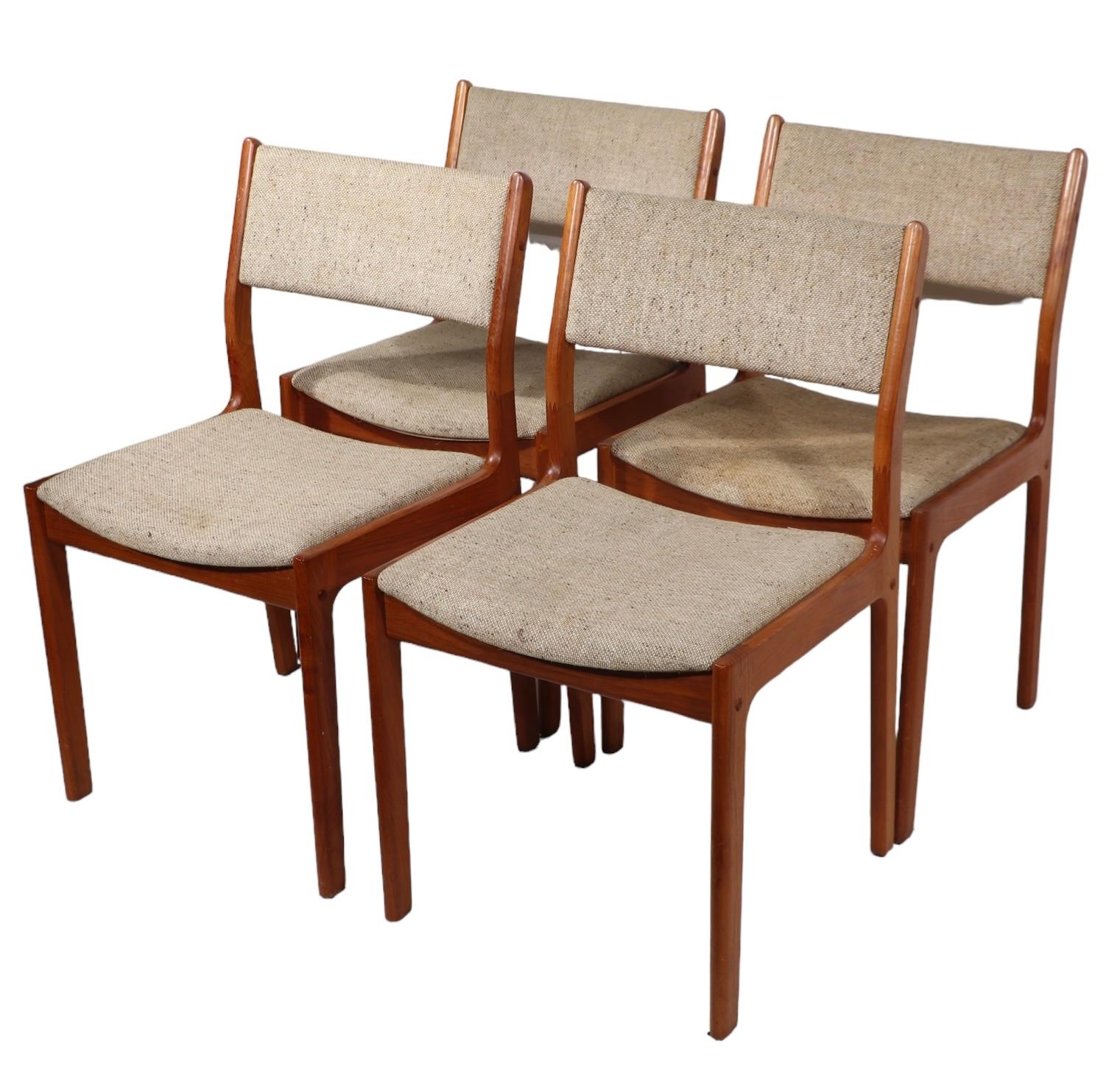 Four Teak  Danish Style Mid Century Dining Chairs by D Scan c 1950/1960's  In Good Condition For Sale In New York, NY