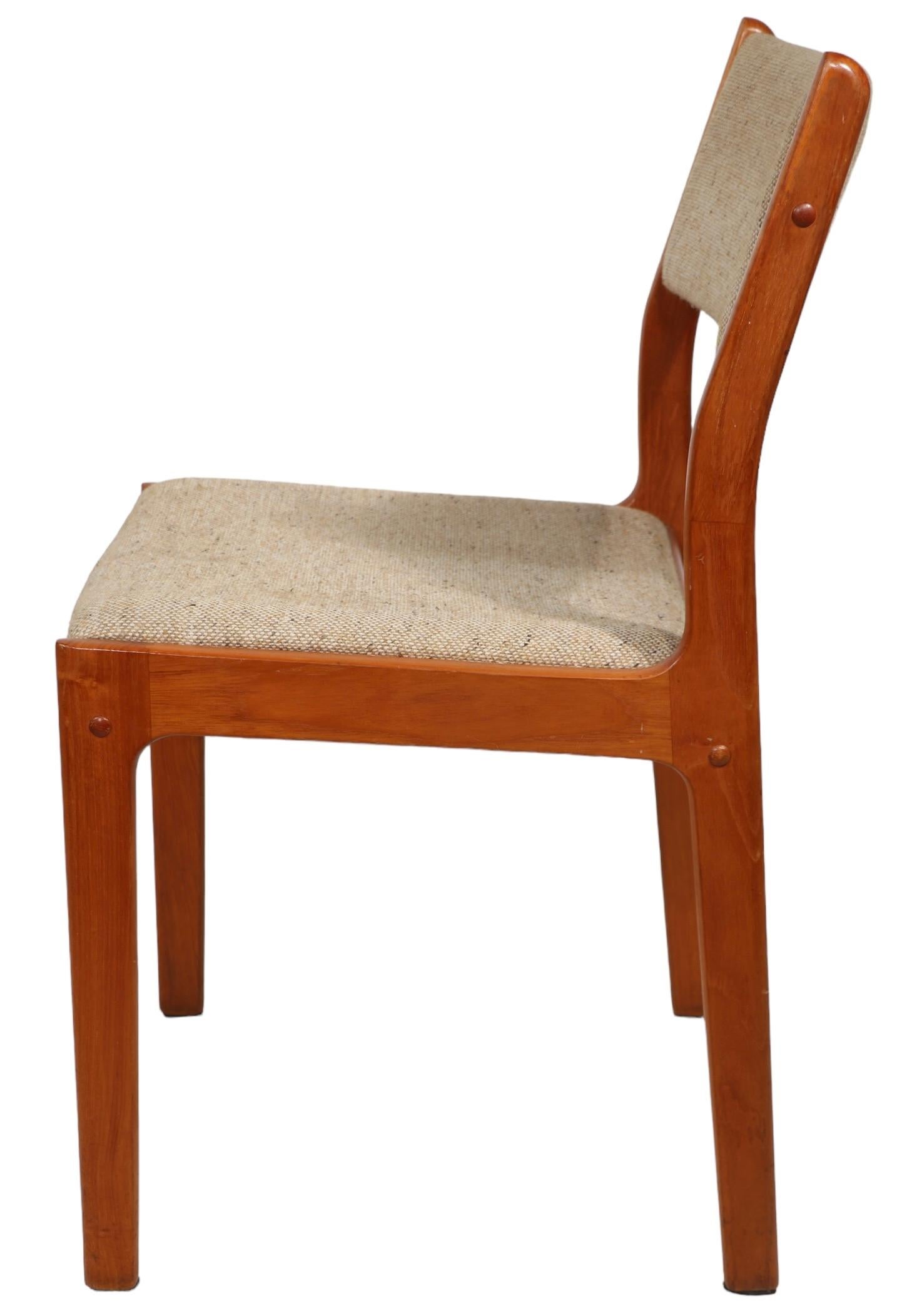 Upholstery Four Teak  Danish Style Mid Century Dining Chairs by D Scan c 1950/1960's  For Sale