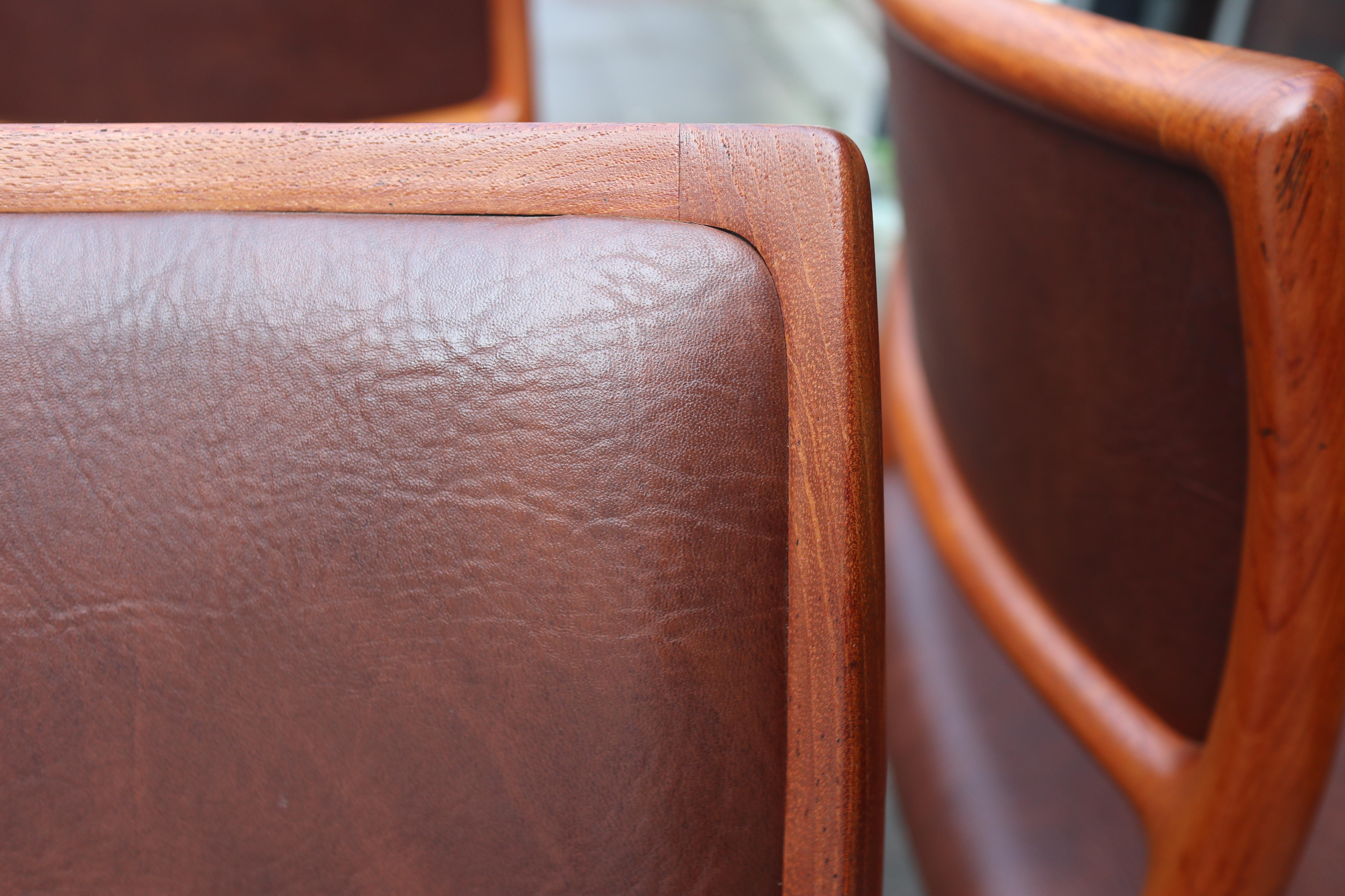 20th Century Four teak framed Niels Moller Model 80 Chairs, in tan vinyl upholstery  For Sale